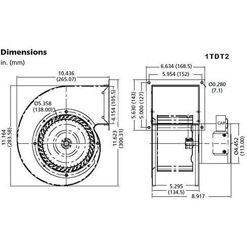 Dayton 1Tdt2 Blower  549 Cfm  115V  2.05 Amp  1640 Rpm