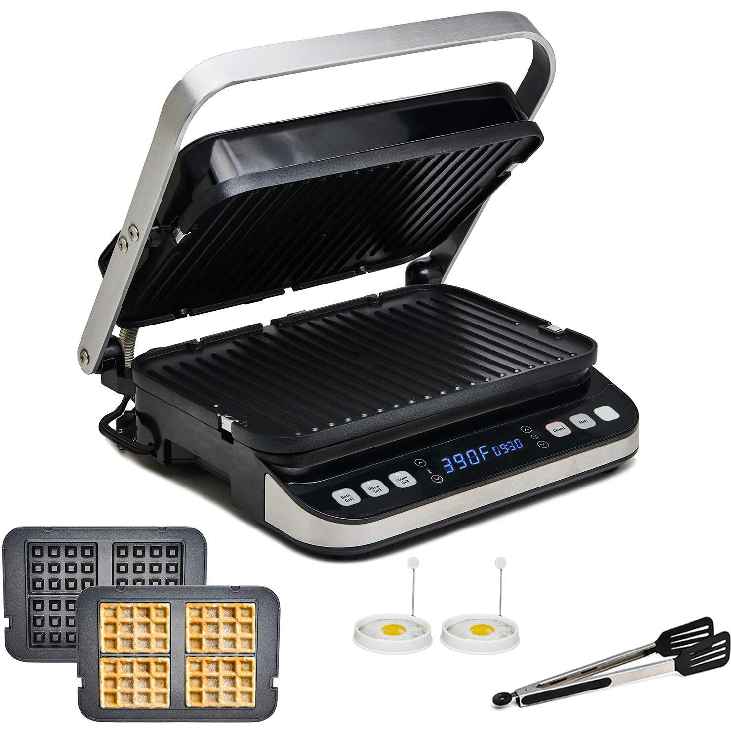 Yedi Total Package 6-In-1 Digital Indoor Grill  Waffle Maker  Panini Press  Griddle  With Deluxe Accessory Kit