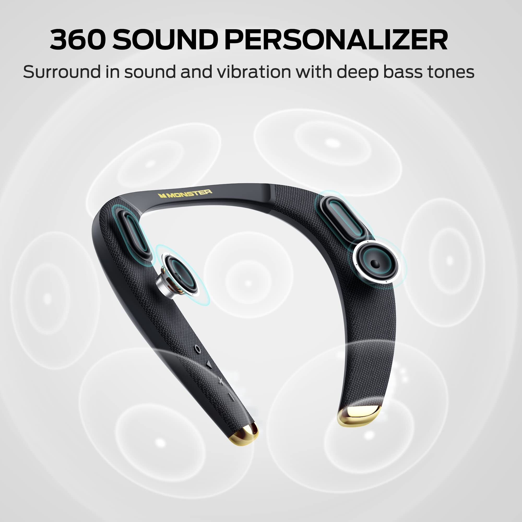 Monster Boomerang Petite Neckband Bluetooth Speakers  Neck Speaker With 15H Playtime  Aptx High Fidelity 3D Stereo Sound  Low Latency  Built-In Mic  Ipx5 Waterproof Wearable For Home Outdoor