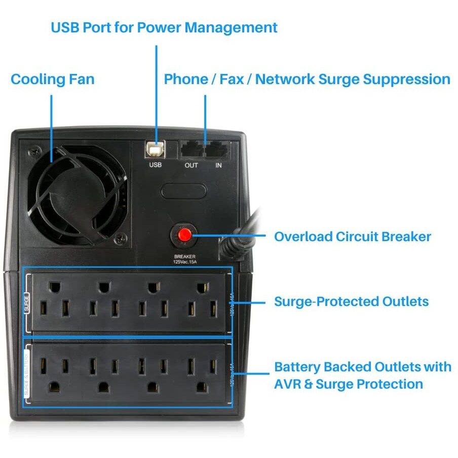 Maruson 2000Va Ups  Avr  735J Surge Protection  8 Outlets  Line Interactive Uninterruptible Power Supply Battery Backup System  Tuv Certified  2000Va/1200W  Pro-2000Lcd