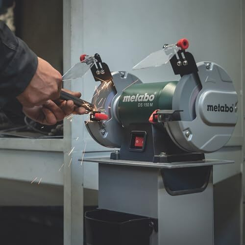 Metabo 6-Inch Shop Bench Grinder | 370 W | 3.4 Amp | Adjustable Eye Shield And Spark Deflectors | 3-Year Limited Warranty | Ds 150 M  Green