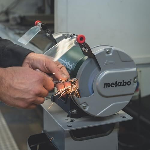 Metabo 6-Inch Shop Bench Grinder | 370 W | 3.4 Amp | Adjustable Eye Shield And Spark Deflectors | 3-Year Limited Warranty | Ds 150 M  Green