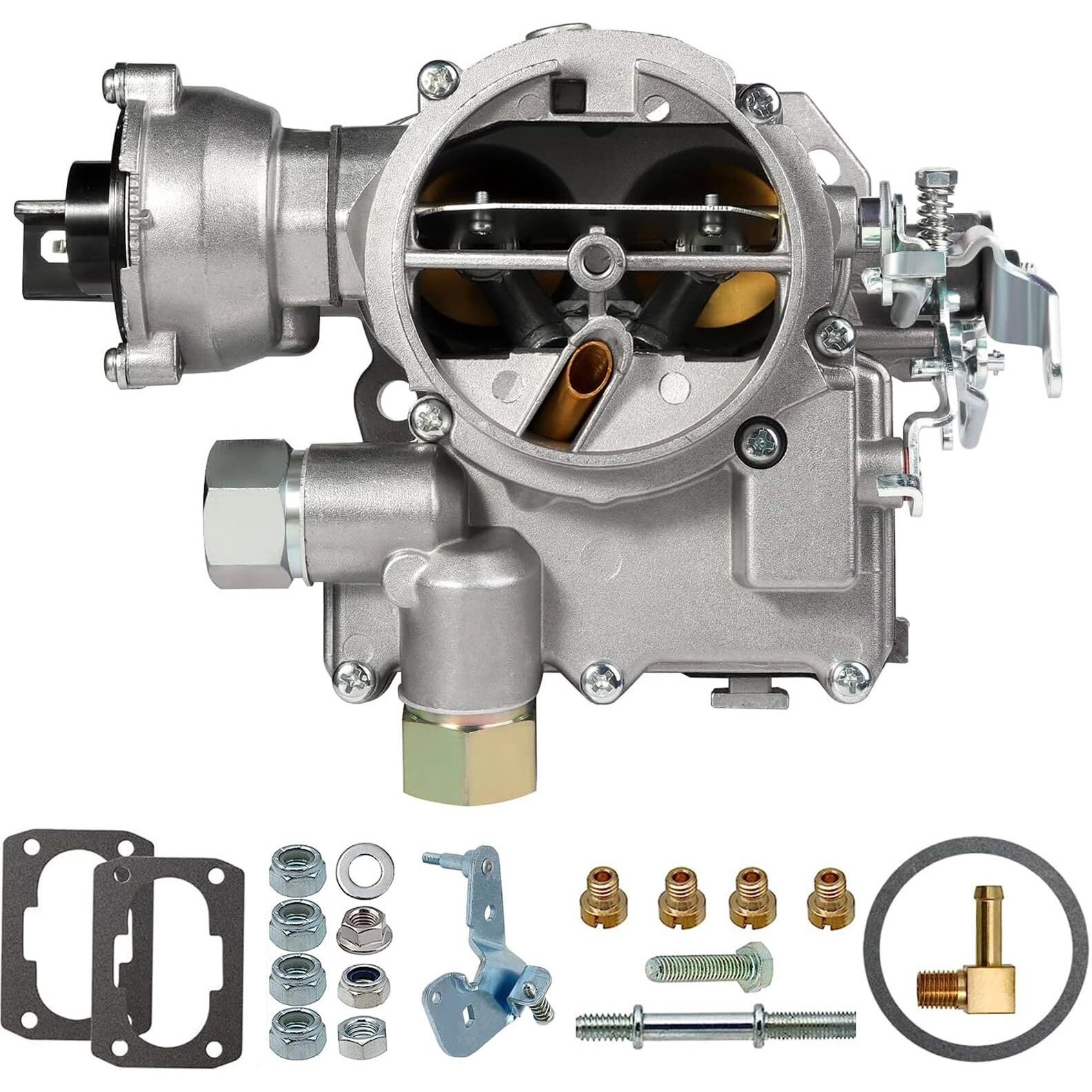 Marine Carburetor For Mercruiser 2 Barrel Carburetor For Rochester Mercarb 3.0L 2.5L 4.3L 4 Cyl 5.0L 5.7L Engine With Electric Choke Jets Gaskets & Short & Long Linkage  Oem 3310-864940A01  8M0045397