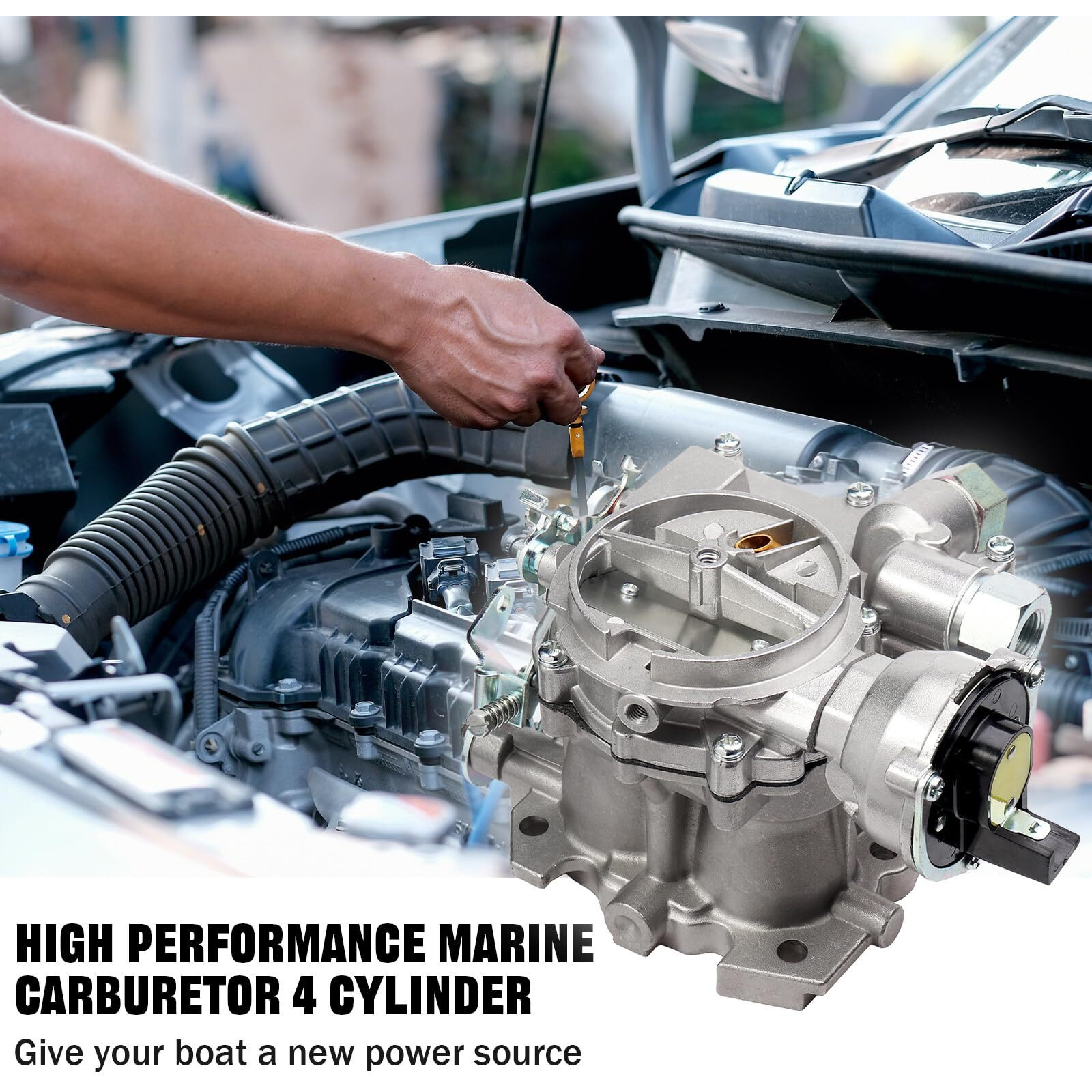 Marine Carburetor For Mercruiser 2 Barrel Carburetor For Rochester Mercarb 3.0L 2.5L 4.3L 4 Cyl 5.0L 5.7L Engine With Electric Choke Jets Gaskets & Short & Long Linkage  Oem 3310-864940A01  8M0045397