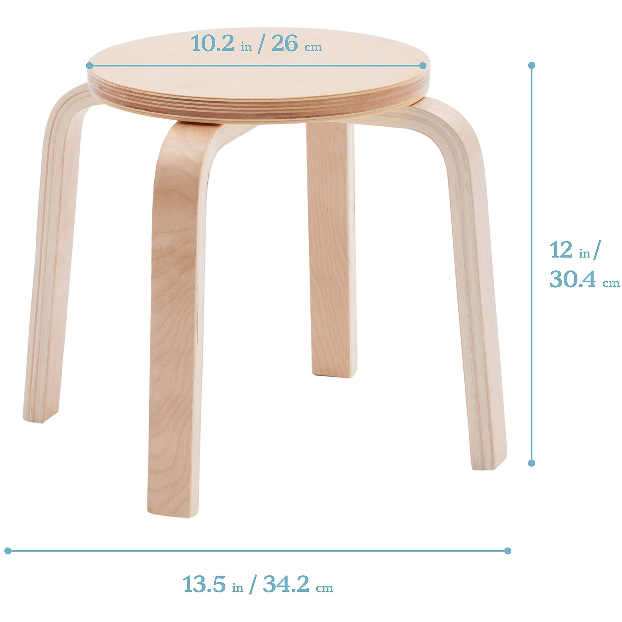 Ecr4Kids Bentwood Stackable Stools  Classroom Furniture  Natural  6-Piece