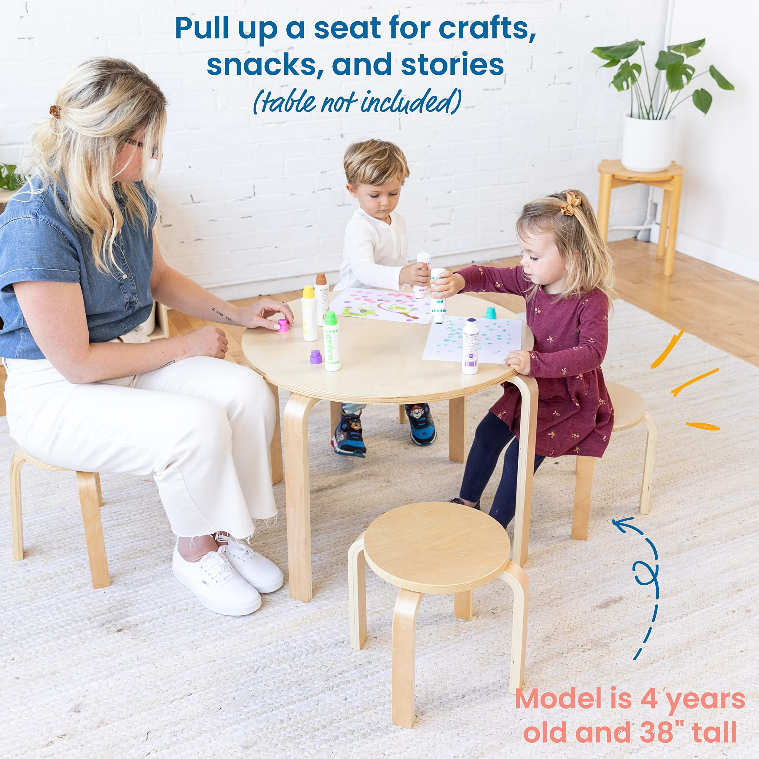 Ecr4Kids Bentwood Stackable Stools  Classroom Furniture  Natural  6-Piece