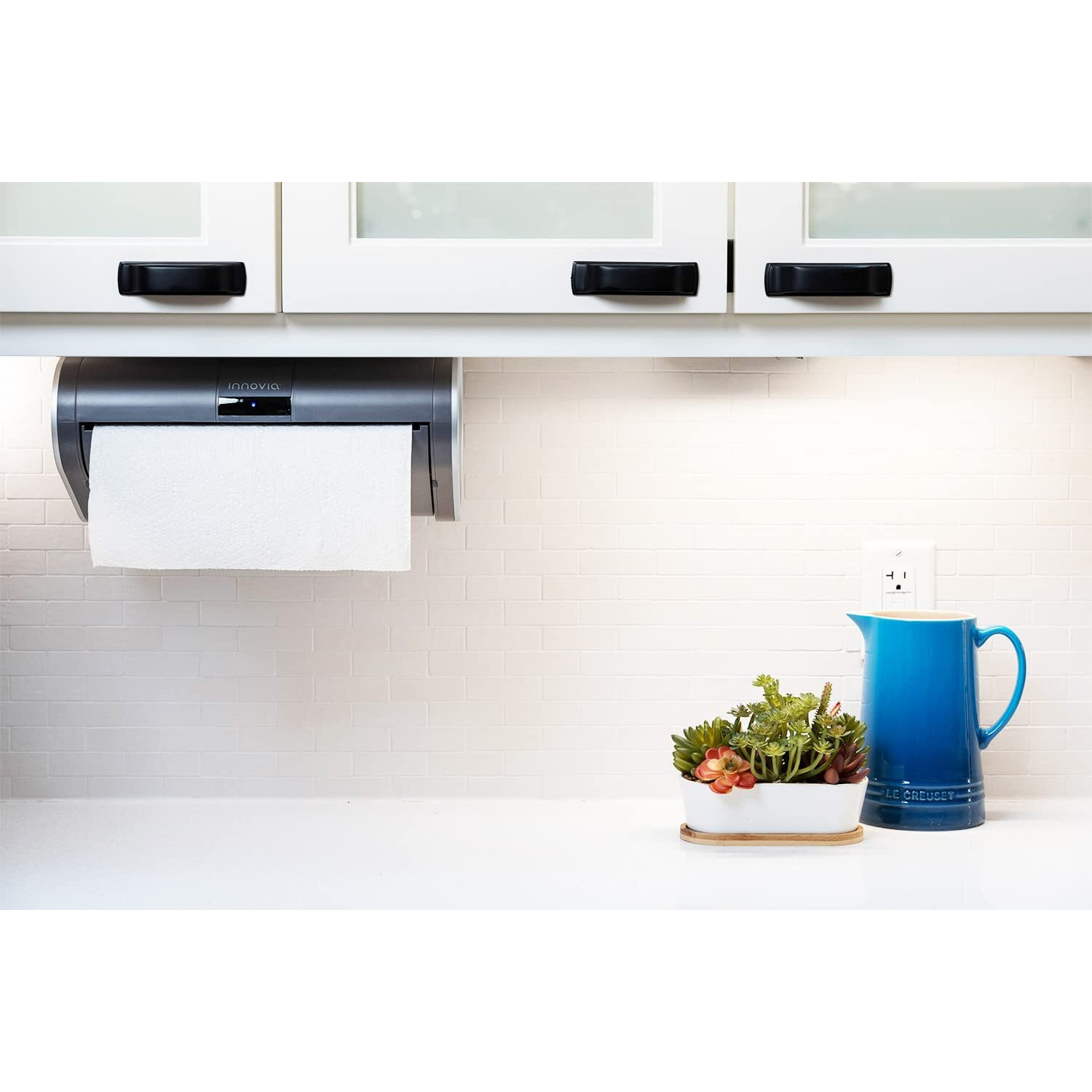 Innovia Automatic Paper Towel Dispenser. Touchless Technology. Works With Most Paper Towel Brands And Sizes. Dispenses The Number Of Sheets You Need. Grey  Under Cabinet Mounted.