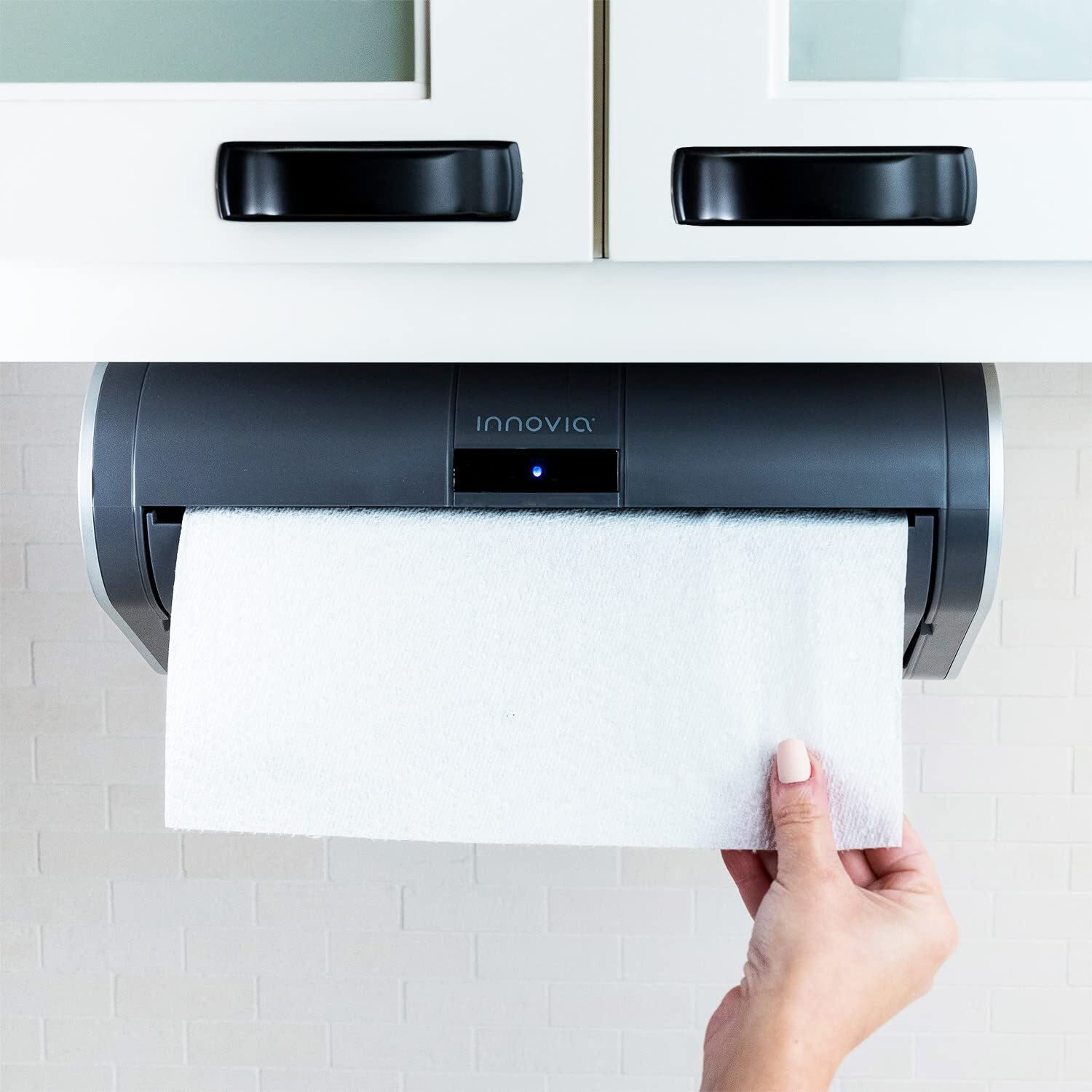 Innovia Automatic Paper Towel Dispenser. Touchless Technology. Works With Most Paper Towel Brands And Sizes. Dispenses The Number Of Sheets You Need. Grey  Under Cabinet Mounted.