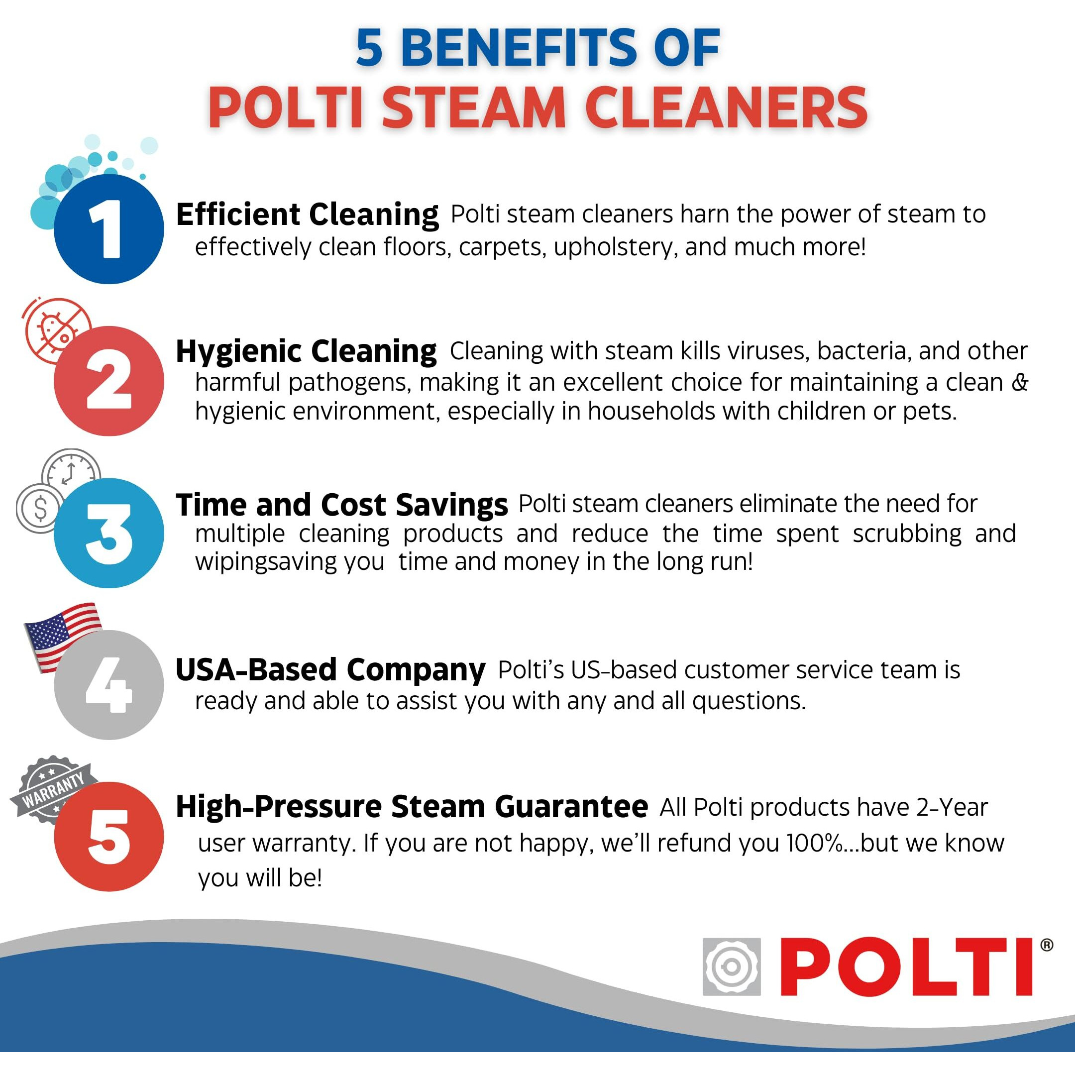 Polti Vaporetto Smart 100 Steam Cleaner With Continuous Fill  Sanitize  Clean Floors  Carpets And Other Surfaces Adjustable High Power Steam Pressure Up To 58 Psi With 10 Accessories 2 Year Warranty