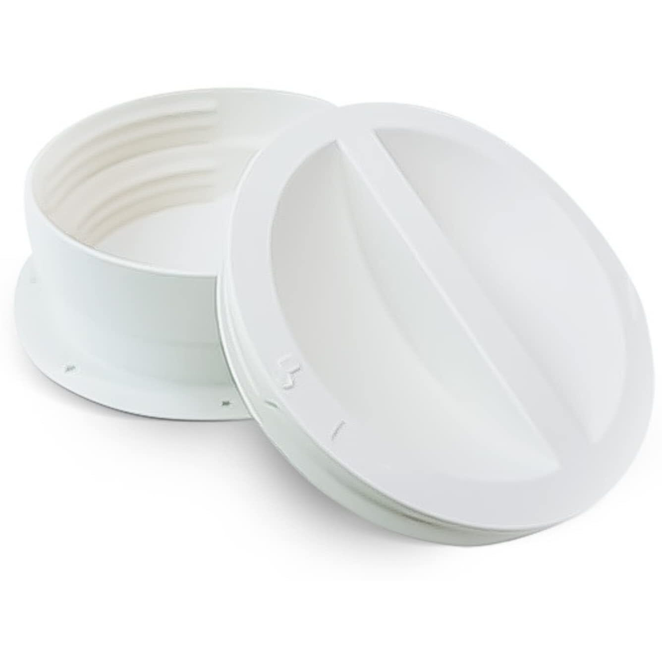 Mobile Ac+ Dual Size Wall Mount Connector For Portable Ac Vent  6 And 6.5 Inches Hose Compatible  White  Cover Plug Included  Omni-Directional