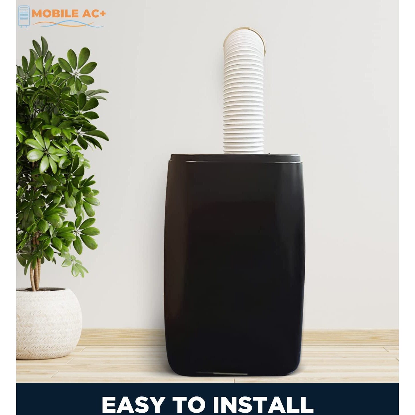 Mobile Ac+ Dual Size Wall Mount Connector For Portable Ac Vent  6 And 6.5 Inches Hose Compatible  White  Cover Plug Included  Omni-Directional