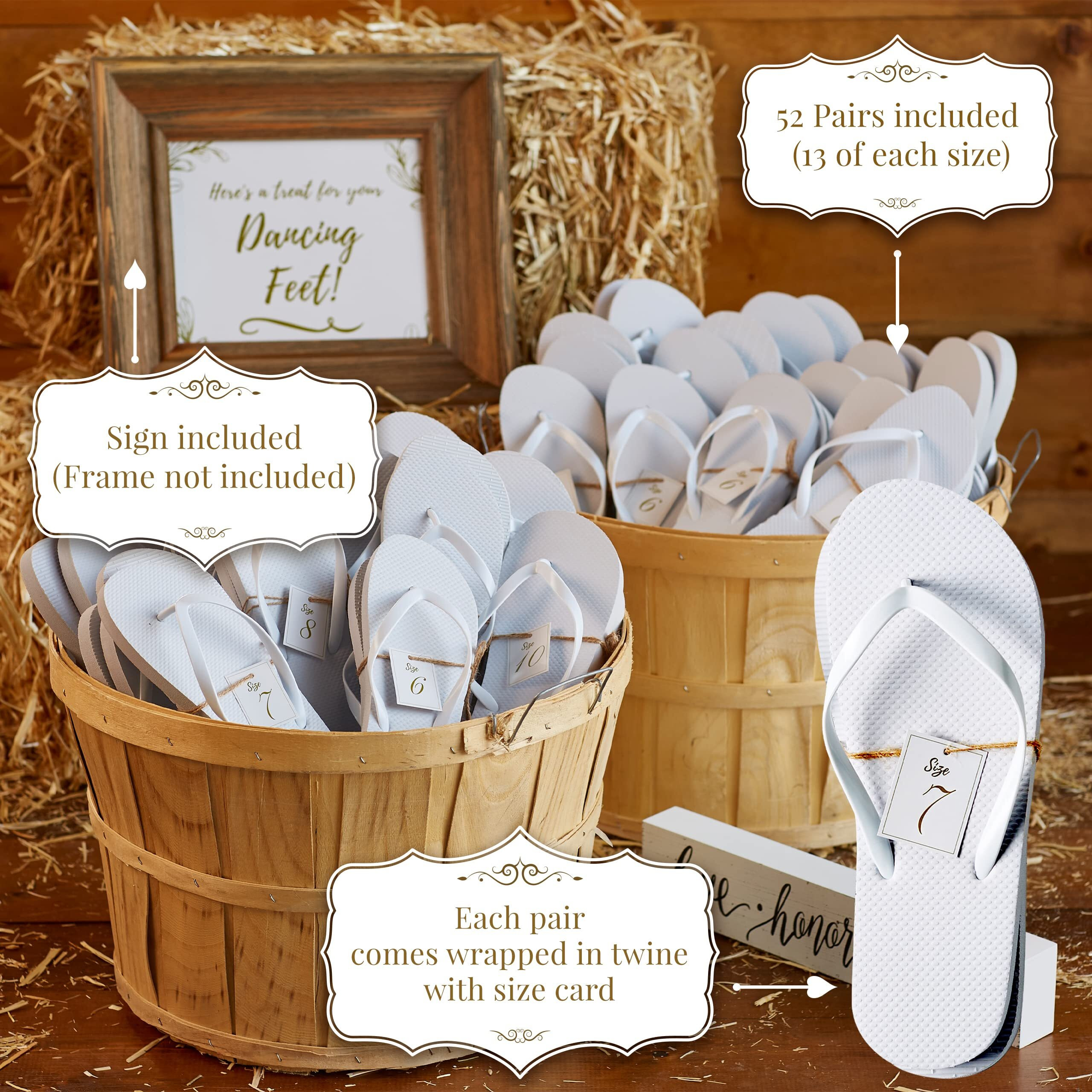Orca Bulk Flip Flops For Wedding Guests (White) | 52 Pack Wholesale Wedding Sandals