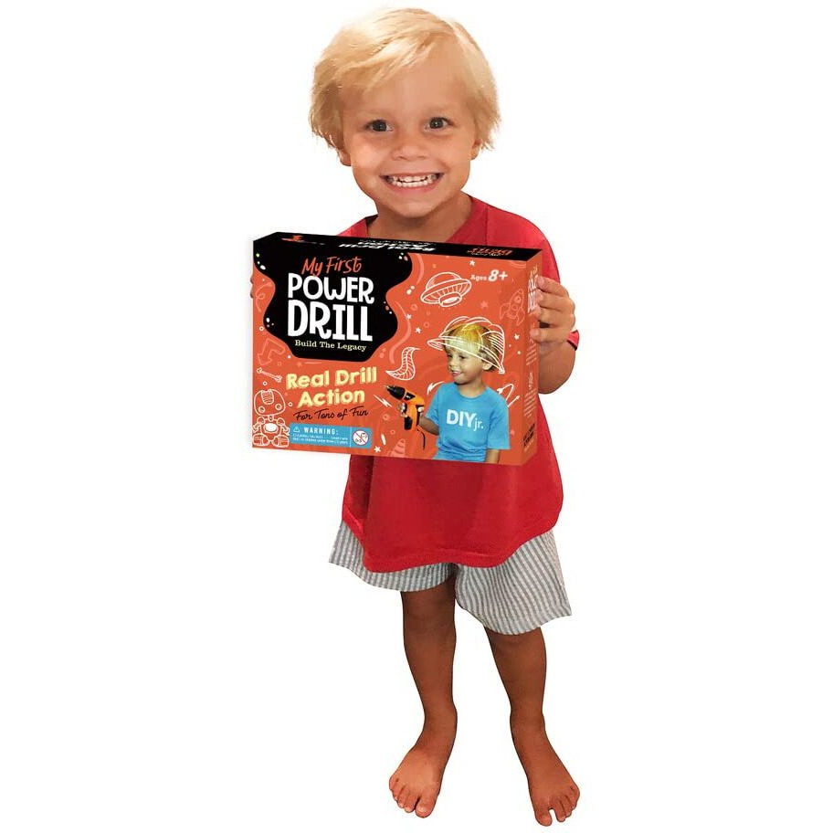 My First Power Drill Set - Real Cordless Drill For Boys And Girls - Lightweight  Led Light  Child Size Kit  Carrying Case  Includes Bits  Charger  5 Year Warranty