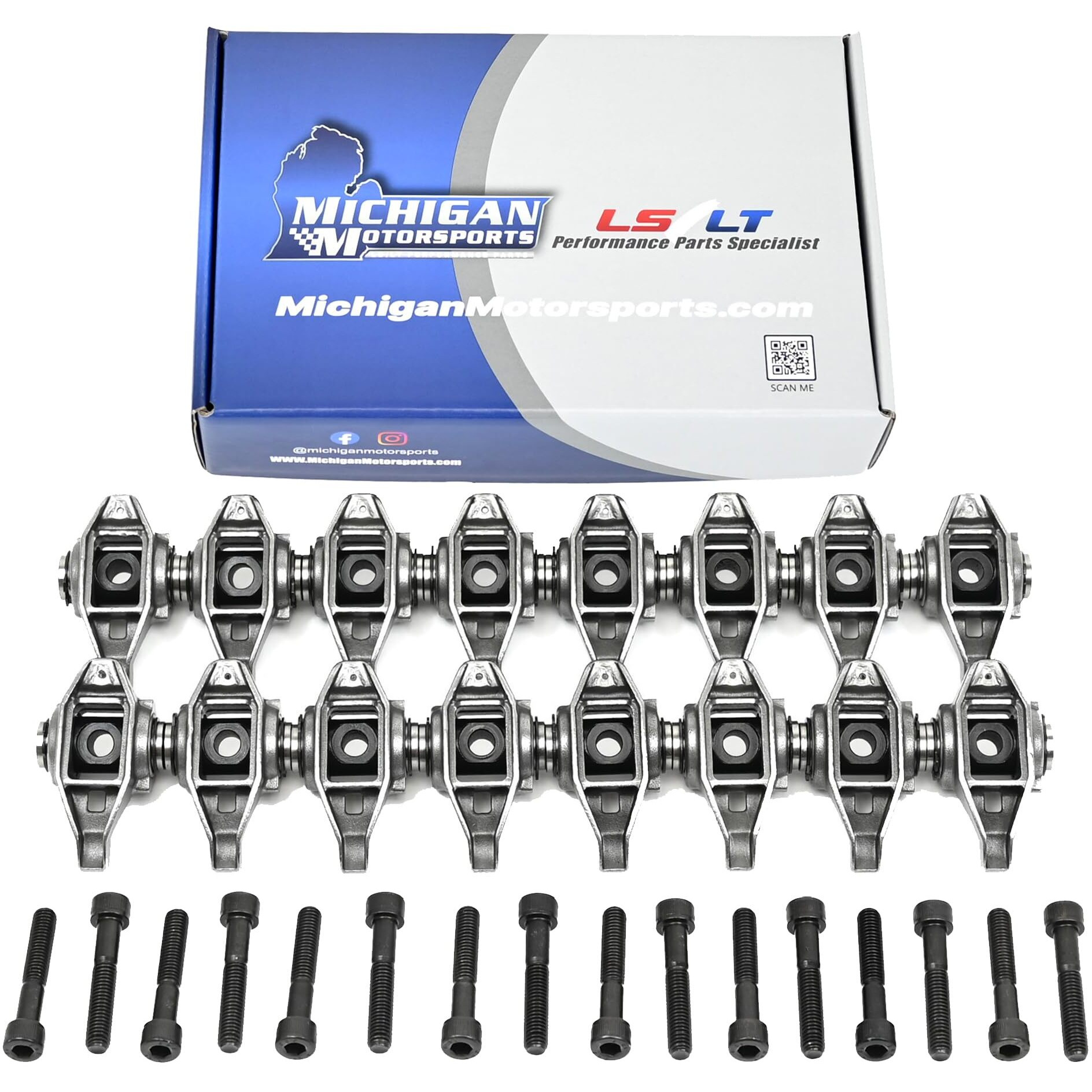 Michigan Motorsports Ls1 Rocker Arms And Bolts With Trunion Kit Installed Fits Ls2 Ls6 Lq4 Lq9 Lm7 4.8 5.3 5.7 6.0