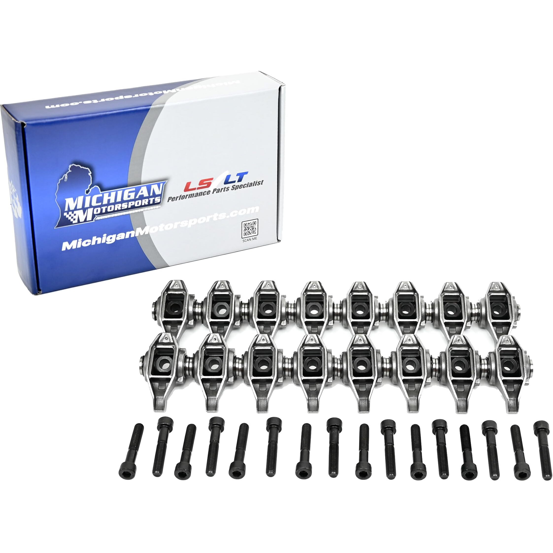 Michigan Motorsports Ls1 Rocker Arms And Bolts With Trunion Kit Installed Fits Ls2 Ls6 Lq4 Lq9 Lm7 4.8 5.3 5.7 6.0