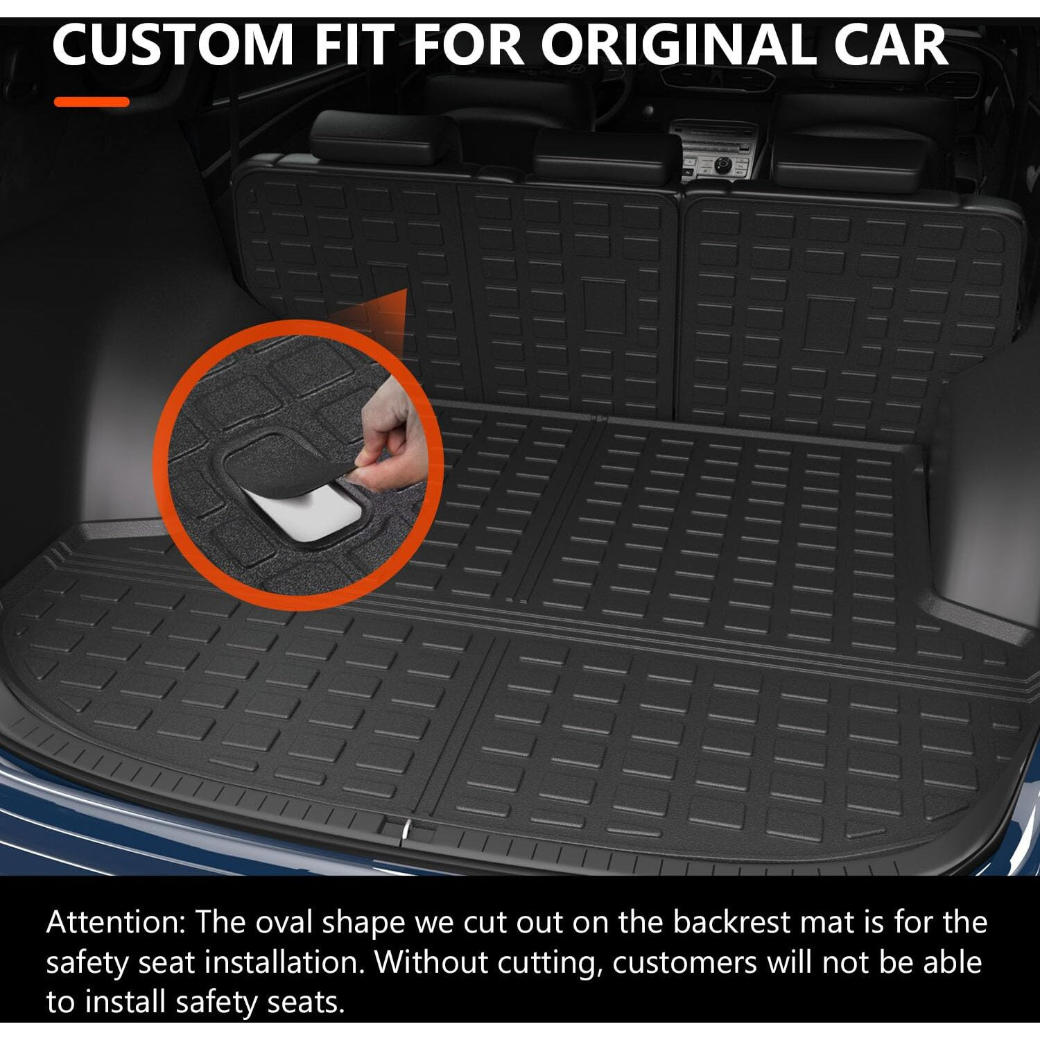Powoq Trunk Mat Compatible With 2021-2023 Hyundai Santa Fe Backrest Mat All Weather Tpe Cargo Mat Replacement For 2021 2022 2023 Hyundai Santa Fe Accessories (Rear Backrest Mat+Rear Trunk Mat)