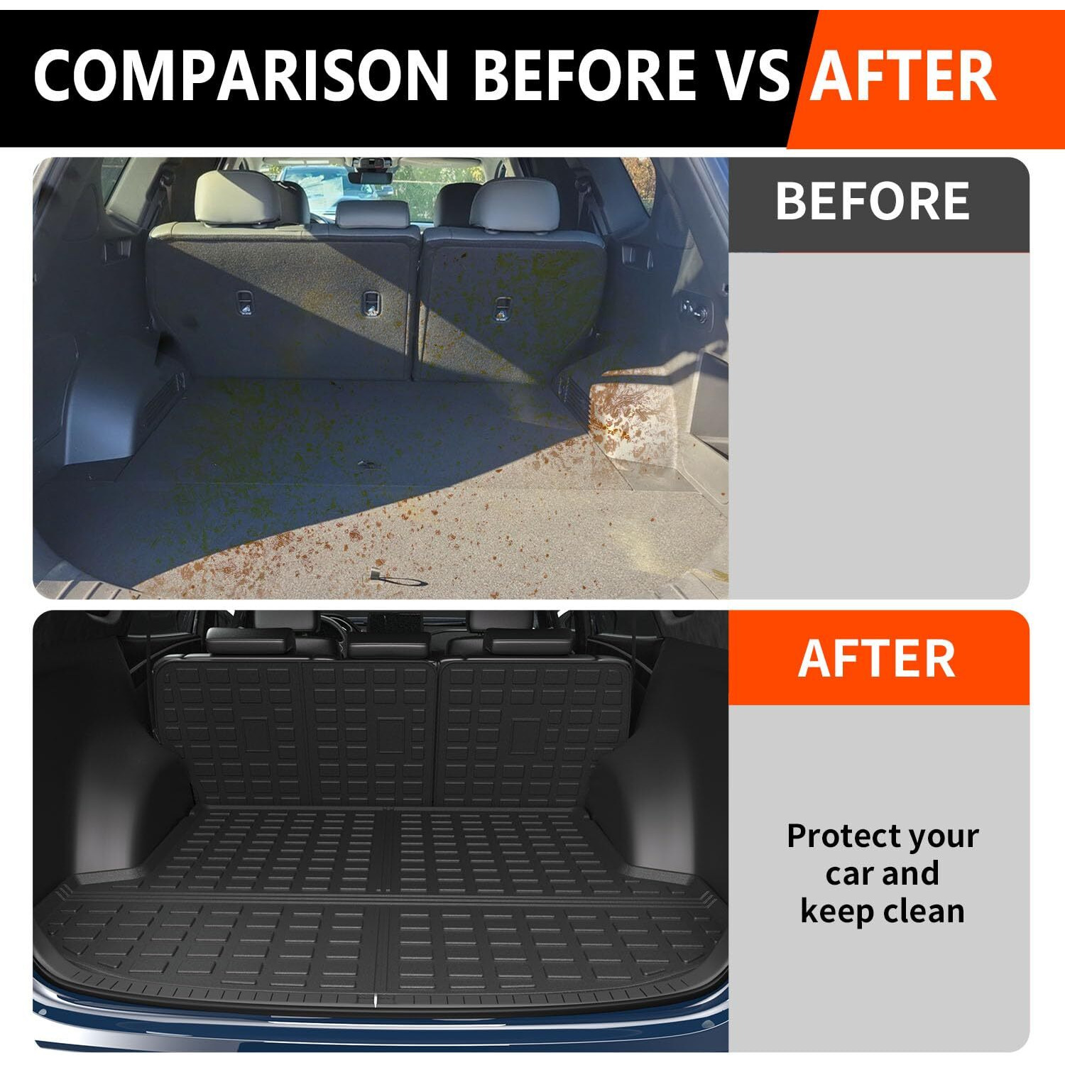 Powoq Trunk Mat Compatible With 2021-2023 Hyundai Santa Fe Backrest Mat All Weather Tpe Cargo Mat Replacement For 2021 2022 2023 Hyundai Santa Fe Accessories (Rear Backrest Mat+Rear Trunk Mat)