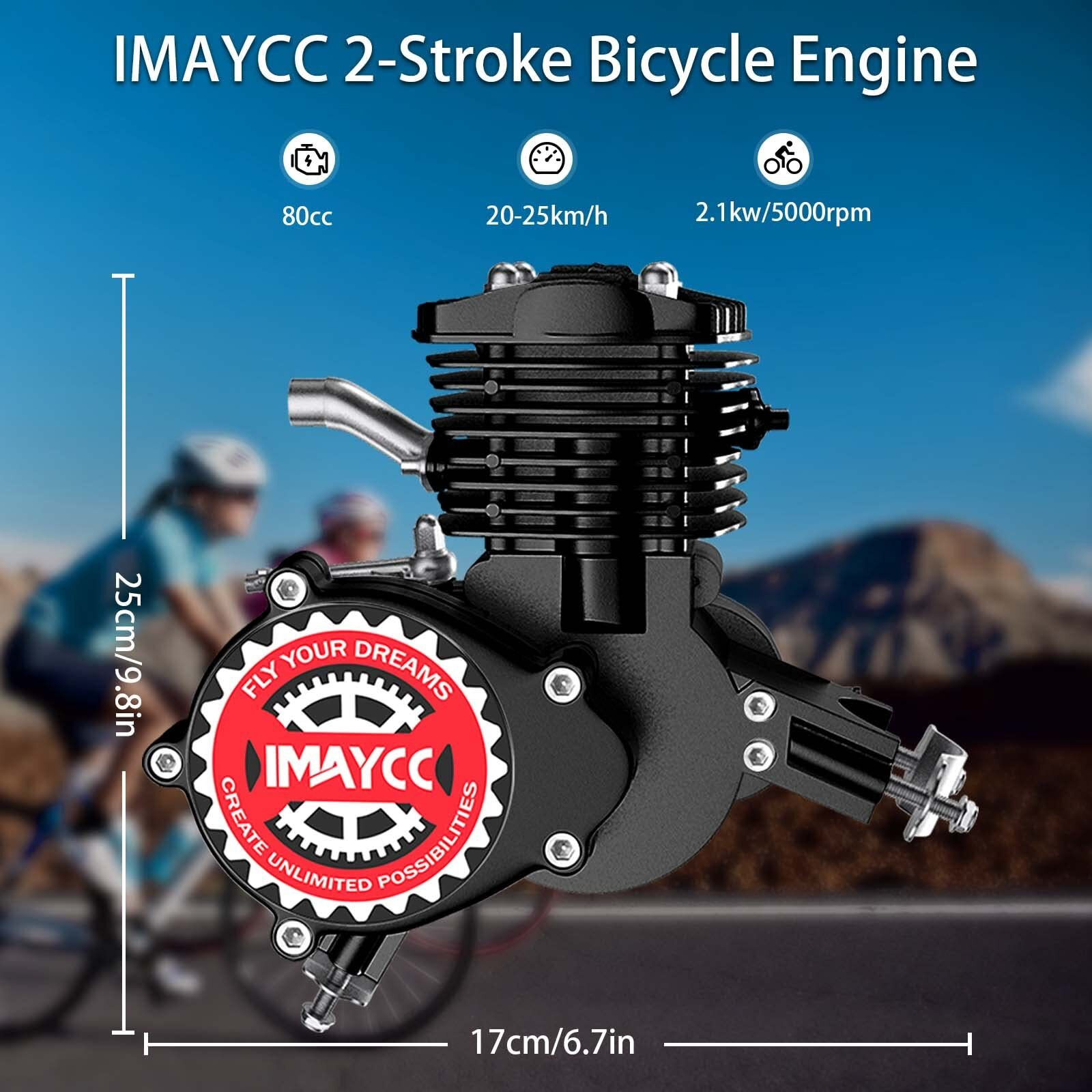 Imaycc 80Cc Bicycle Engine Kit  Bike Motor Kit With Wired Digital Computer  2-Stroke Motorized Bicycle Kit Fit For 26-28"" Bikes (Black)