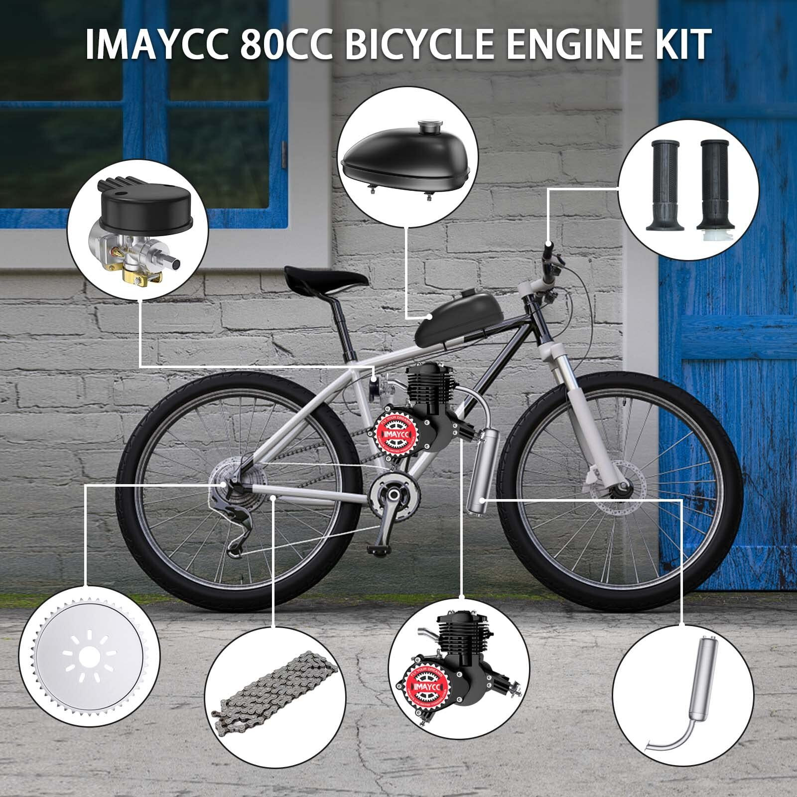 Imaycc 80Cc Bicycle Engine Kit  Bike Motor Kit With Wired Digital Computer  2-Stroke Motorized Bicycle Kit Fit For 26-28"" Bikes (Black)