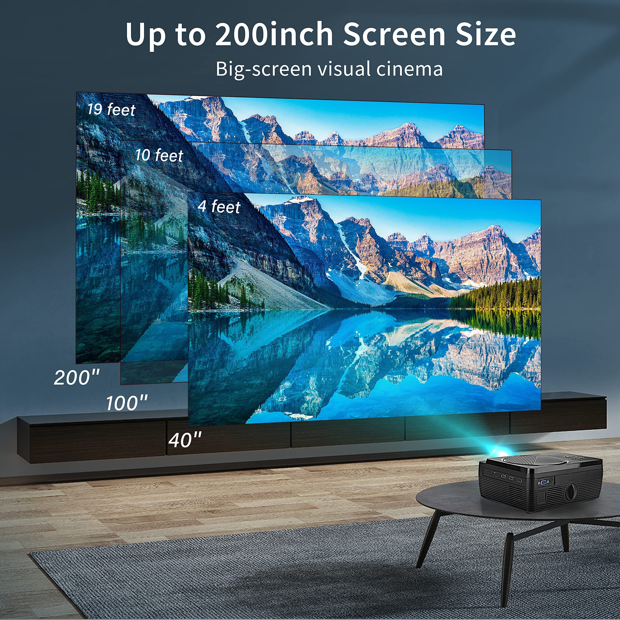 Dvd Projector Portable Built In Dvd Player Hd 1080P Supported Movie Projector For Outdoor Use Compatible With Hdmi  Usb  Av  Tf  Vga  Tv Stick