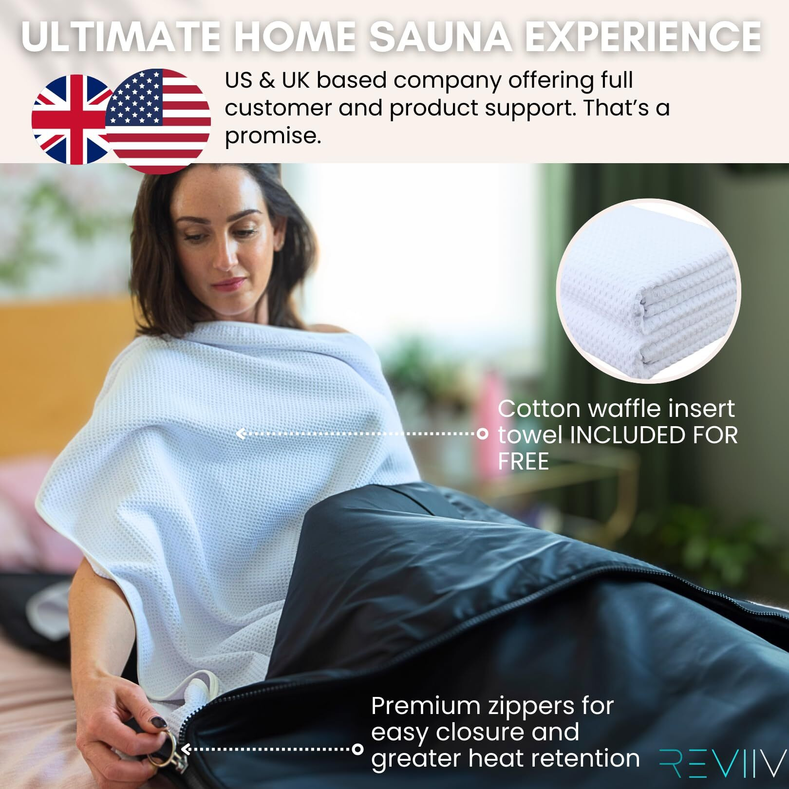 Reviiv Far Infrared Sauna Blanket With Bonus Cotton Insert Towel - V3.0 Major Upgrades Portable Sauna Infrared For Detoxification And Recovery - 85-185 Temp Range Sauna Blanket Infrared