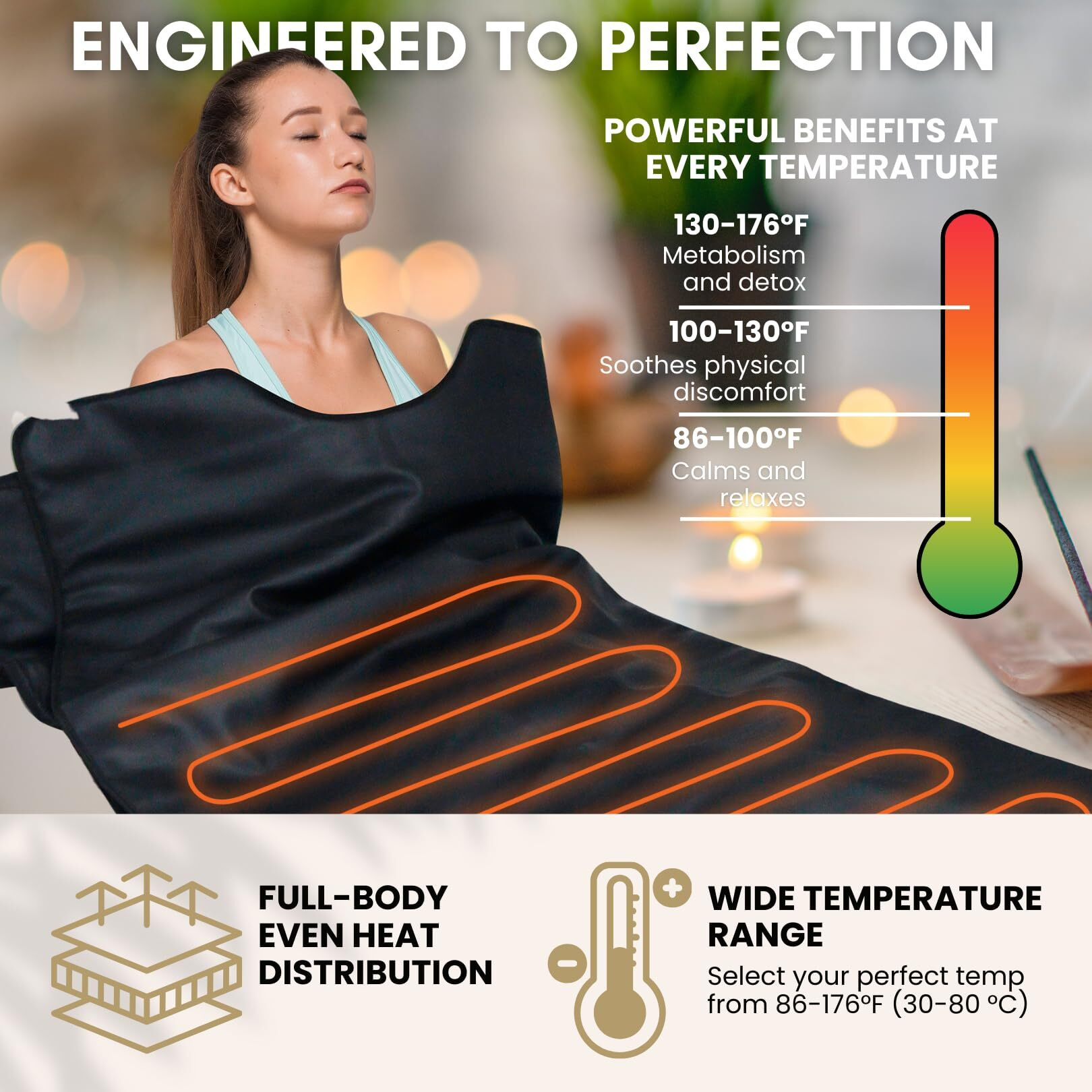 Reviiv Far Infrared Sauna Blanket With Bonus Cotton Insert Towel - V3.0 Major Upgrades Portable Sauna Infrared For Detoxification And Recovery - 85-185 Temp Range Sauna Blanket Infrared
