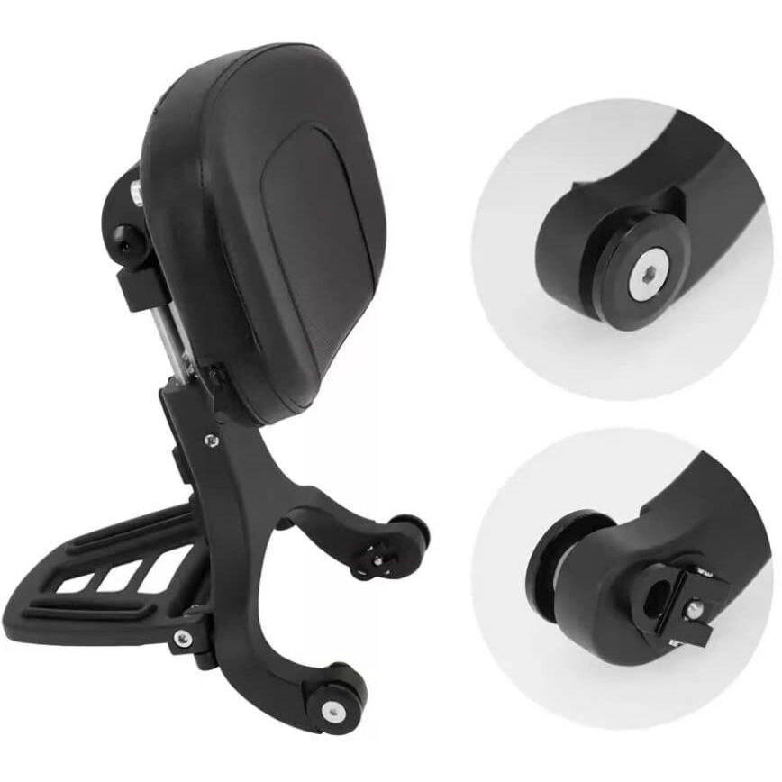 M Maintenanse Adjustable Sissy Bar Backrest With Folding Luggage Rack For Harley/Indian/Bmw R18/Honda Black