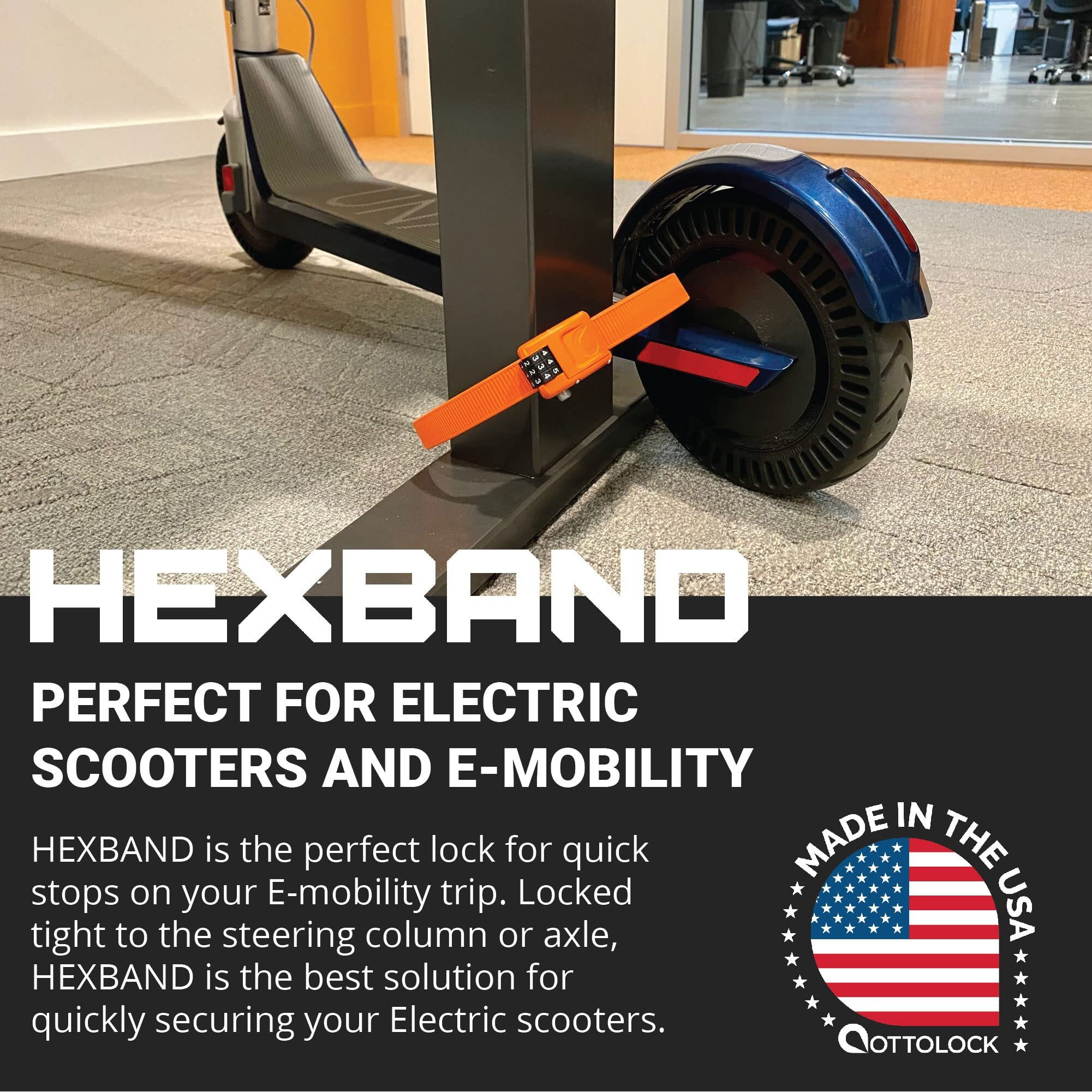 Ottolock Hexband Lightweight  Extra Tough Combination Bike Lock | Steel & Kevlar | Ideal For Cycling  E-Mobility  & Outdoor Gear (Grey  30 Inch)