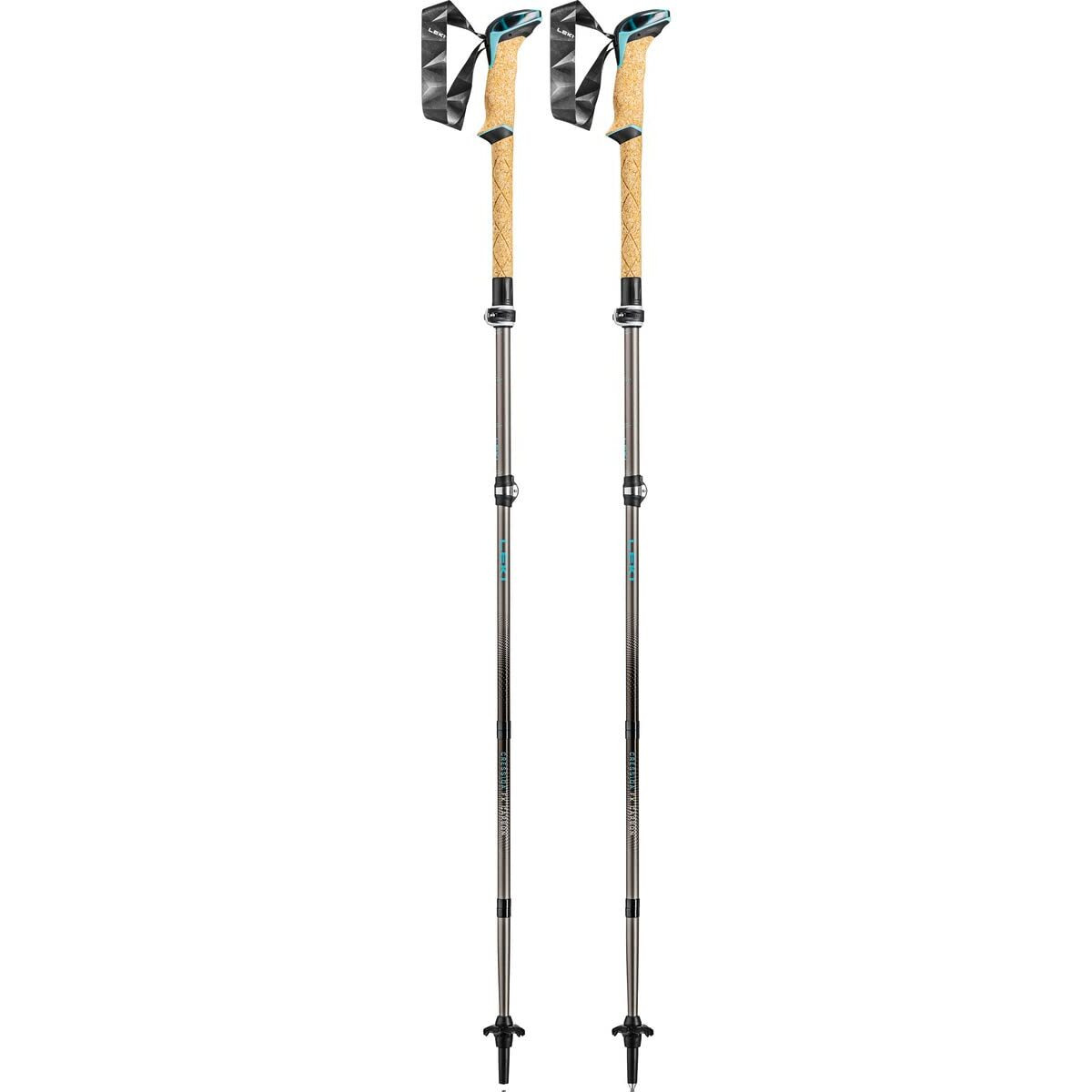 Leki Cressida Fx Carbon Collapsible Lightweight Walking Poles For Trekking & Hiking - Brown-Lightblue-Metallic - 100-120 Cm