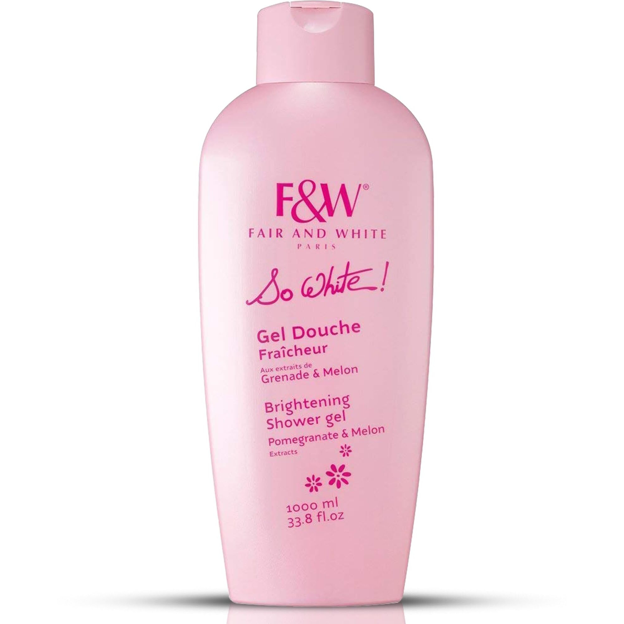 Fair And White So White Refreshing Brightening Body Wash - 1000Ml / 33.8 Fl Oz - Daily Moisturizing Skin Shower Gel  With Pomegranate & Melon Extracts