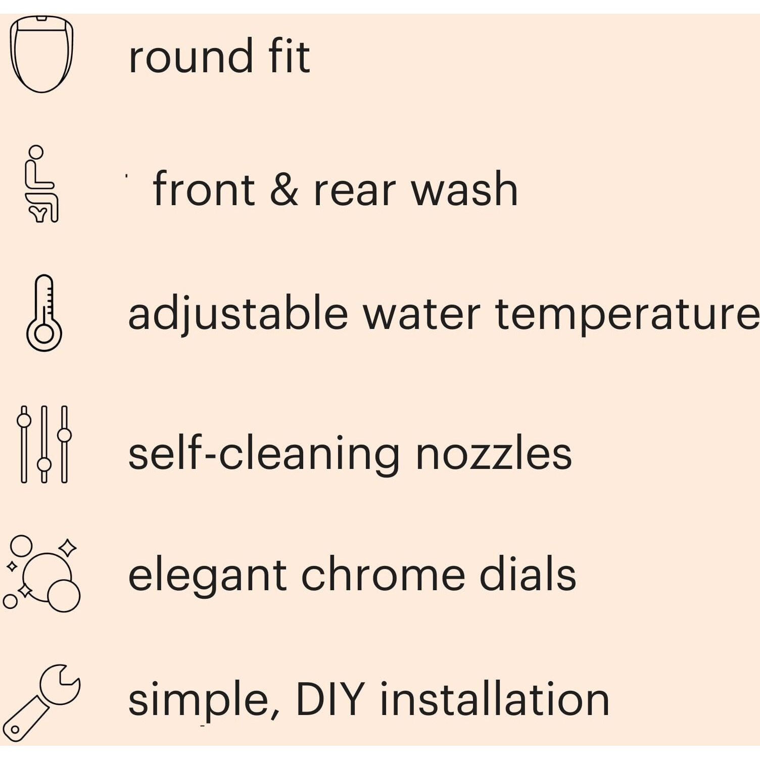 Brondell Swash Bidet Toilet Seat  Non-Electric  Dual Temperature  Fits Round Toilets  White - Dual Nozzle System - With Easy Installation