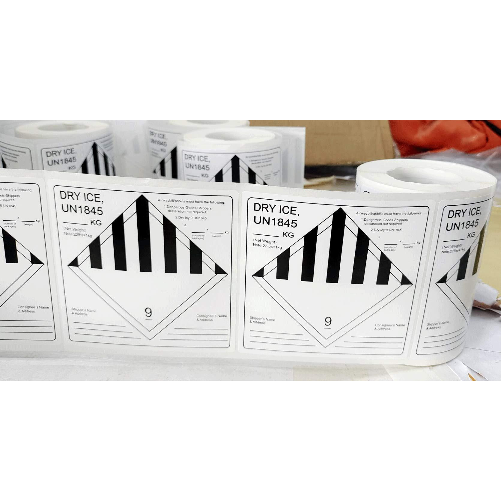Wootile Dry Ice Shipping Stickers  250 Pcs Un1845 Hazard Class 9 Labels. Perforated. Adhesive.