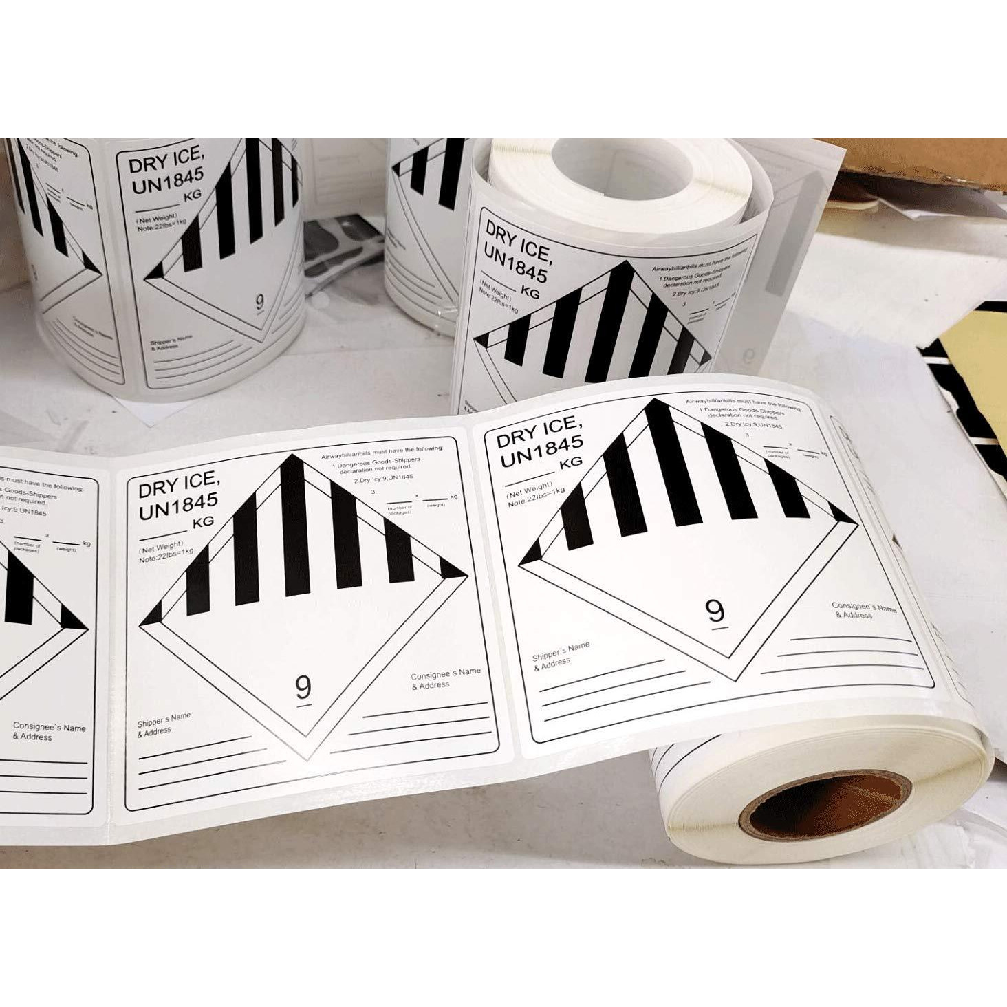 Wootile Dry Ice Shipping Stickers  250 Pcs Un1845 Hazard Class 9 Labels. Perforated. Adhesive.