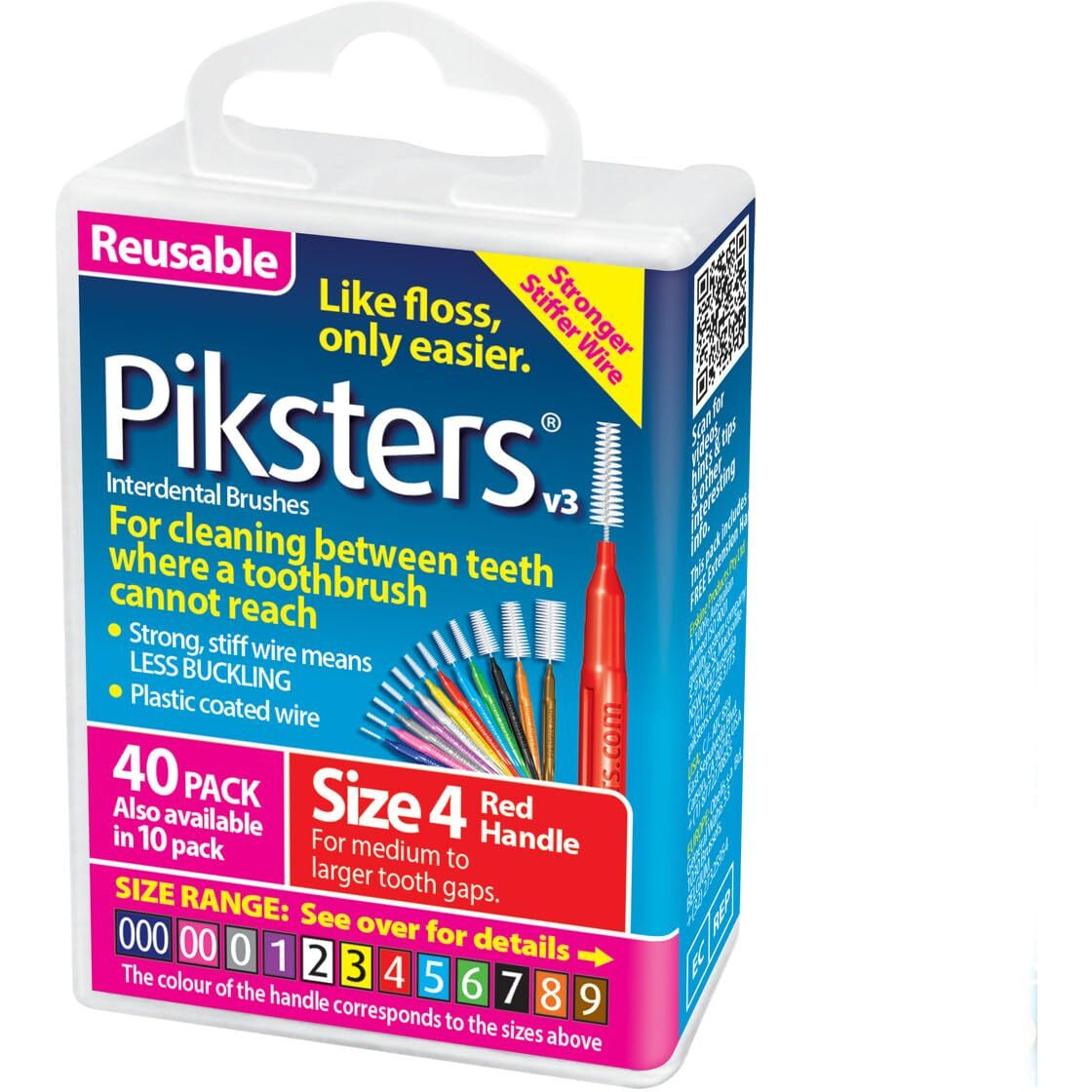 Piksters Interdental Brushes (40 Pack  Size 4 (Red))