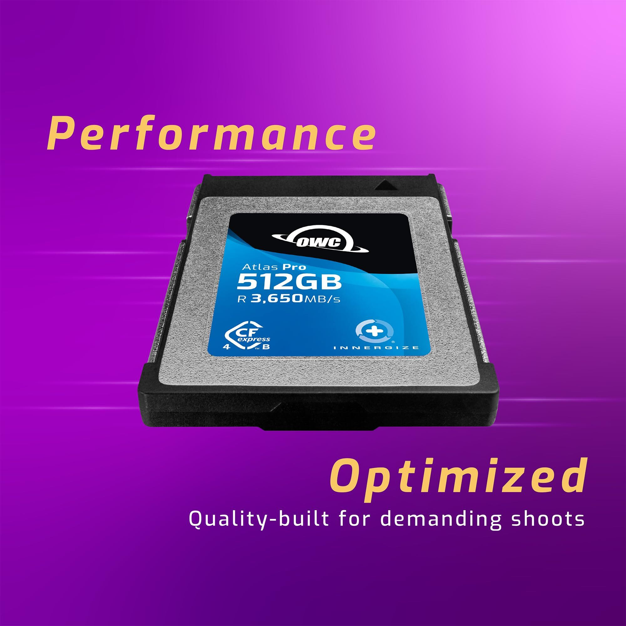 Owc 512Gb Atlas Pro High-Performance Cfexpress 4.0 Type B Memory Card  Professional Grade  Up To 3000Mb/S Write 3650Mb/S Read  Capture Up To 6K High Bitrate Video