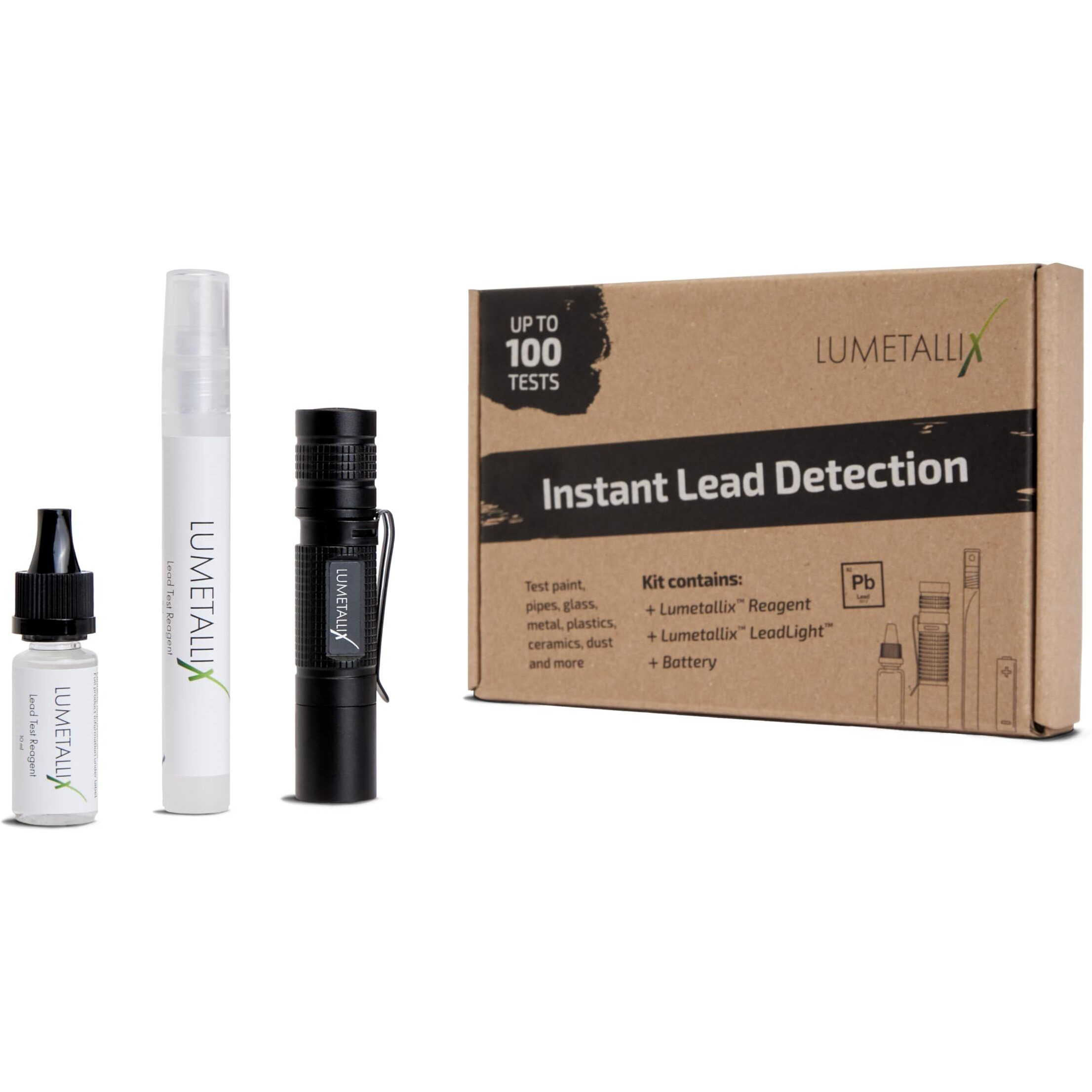 Lumetallix Instant Glowing Lead Test Kit For Dishes  Paint  Ceramics  Glass  Toys - Quick  Easy And Safe To Use - Uv-Visible Spray Test - Reliable Lead Detection - Results In Seconds