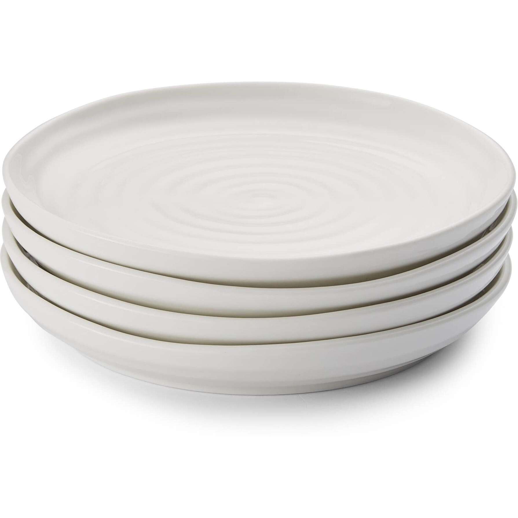 Portmeirion Sophie Conran Coupe Plates | Set Of 4 | Porcelain Serving Dishes | White Pasta And Salad Plate | Large Dinnerware Plates | Dishwasher Safe (6.5 In)