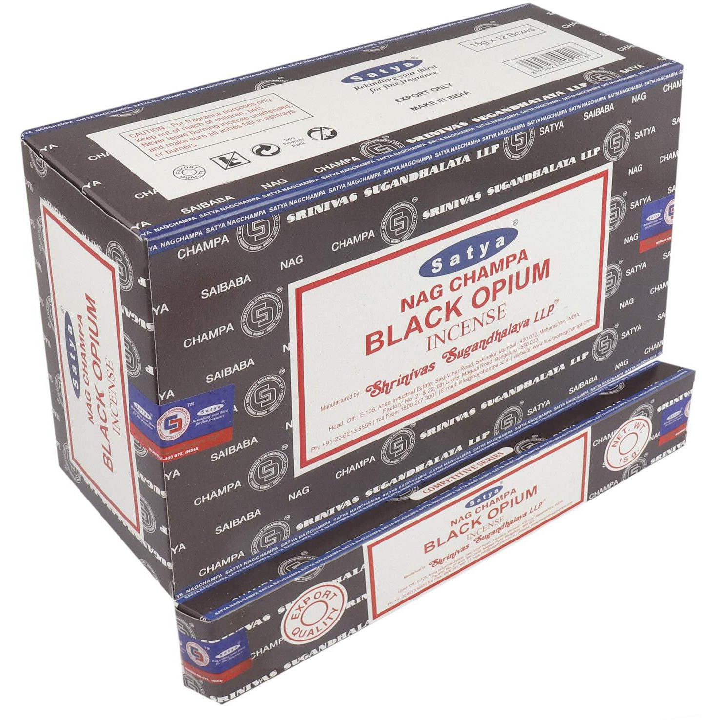 Satya 01347 Black Opium Incense Sticks  12 Packs X 15G  One Size
