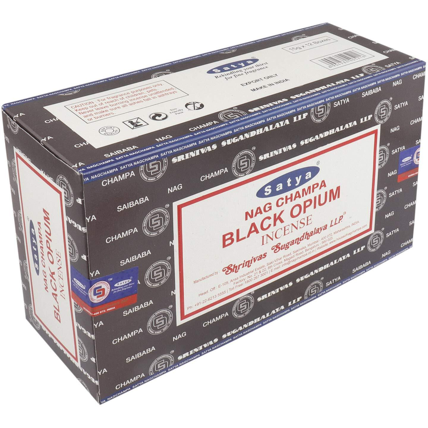 Satya 01347 Black Opium Incense Sticks  12 Packs X 15G  One Size