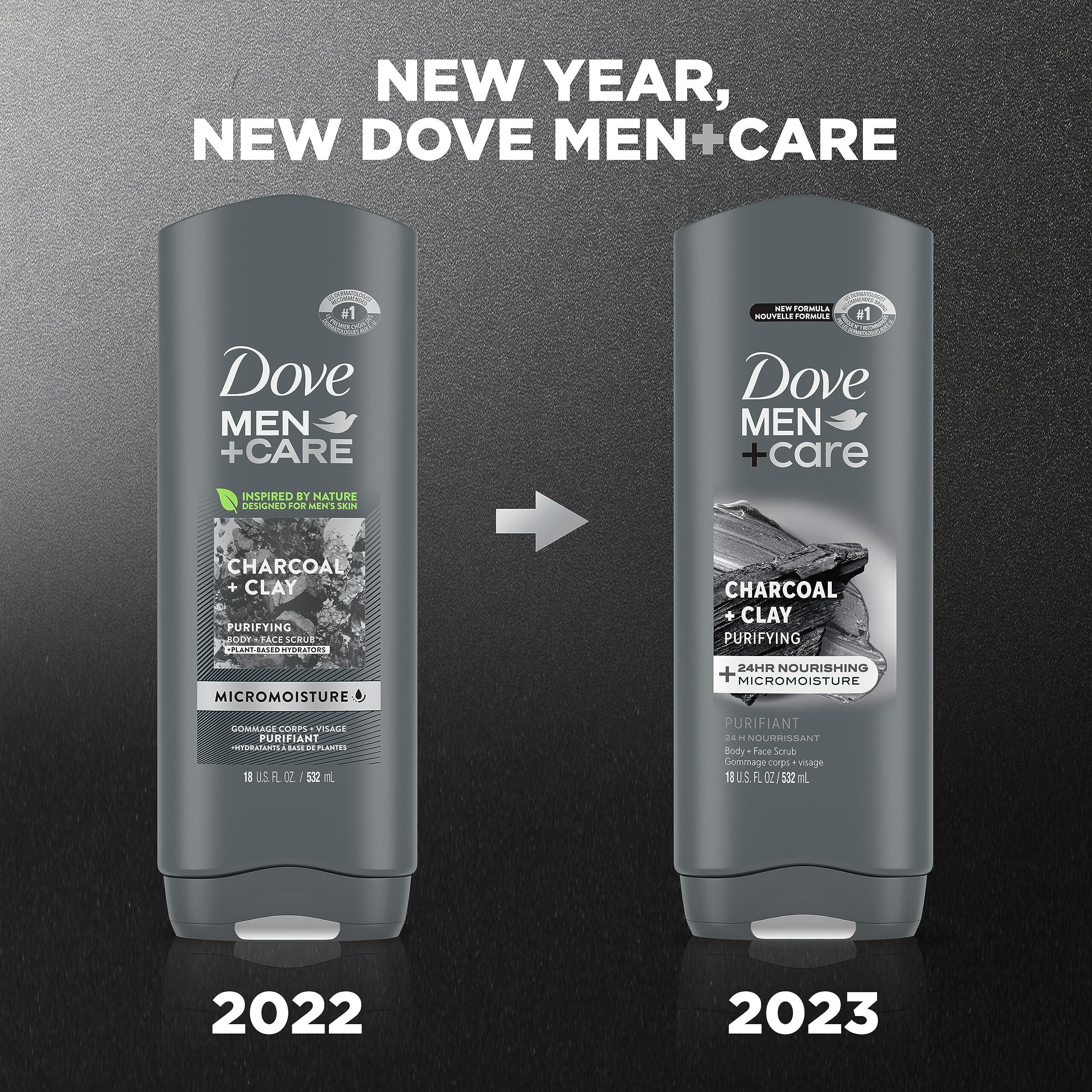 Dove Men + Care Elements Body Wash Charcoal + Clay 4 Count For Men 's Skin Care Effectively Washes Away Bacteria While Nourishing Your Skin  18 Oz