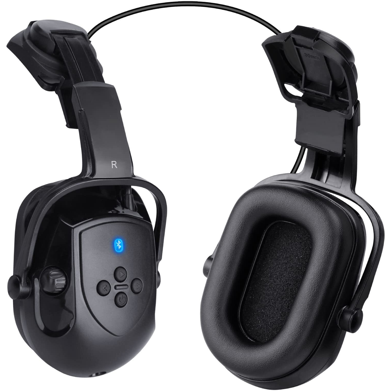 Bluetooth Hard Hat Ear Muffs  Nrr 28Db Adjustable Cap-Mounted Ear Muff  Helmet Attachable Earmuff  Black