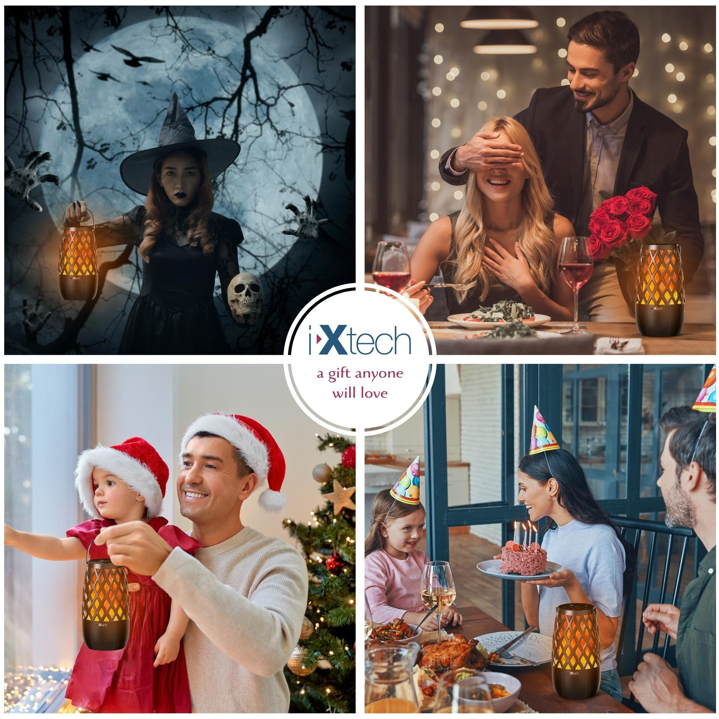 Ixtech Outdoor Bluetooth Speakers  Waterproof Portable Bluetooth Speaker Wireless With Lights  Outdoor Gifts For Dads Mom  Multi-Sync Wireless Connection  Lantern Speakers Mountable  2 Pack