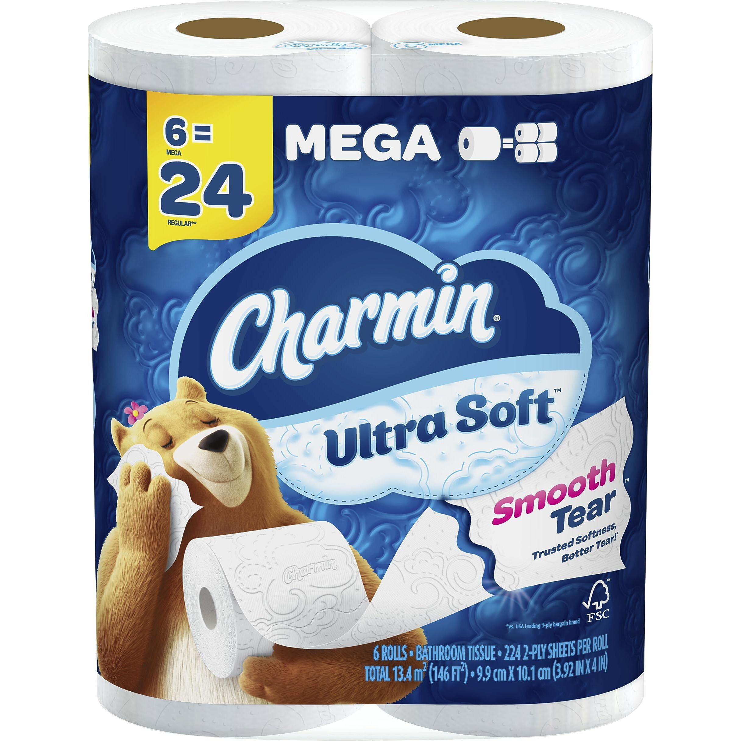 Charmin Ultra Soft Toilet Paper 6 Mega Rolls  24 Regular Rolls
