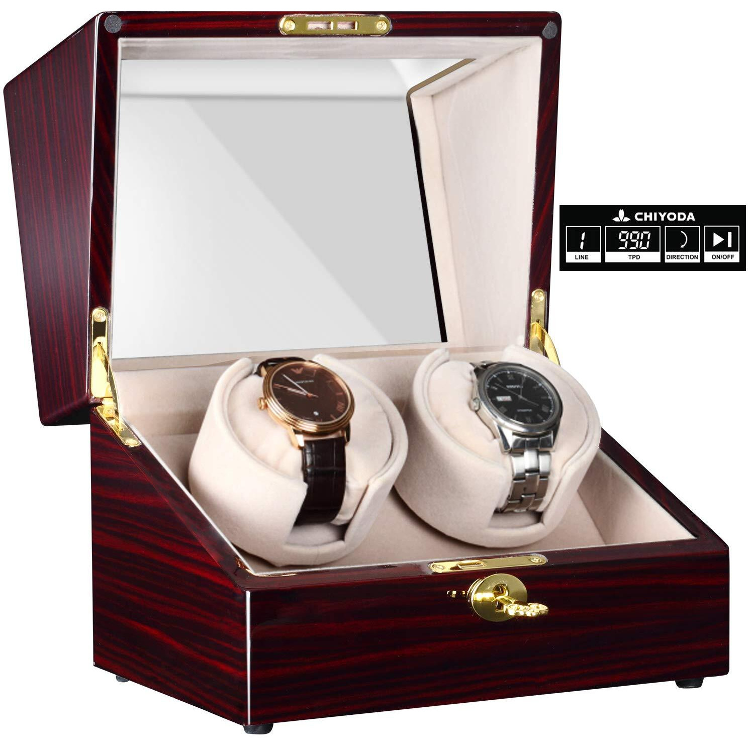 Chiyoda Watch Winder For Men's And Women's Automatic Watch With 2 Mabuchi Motors  Lcd Touch Screen