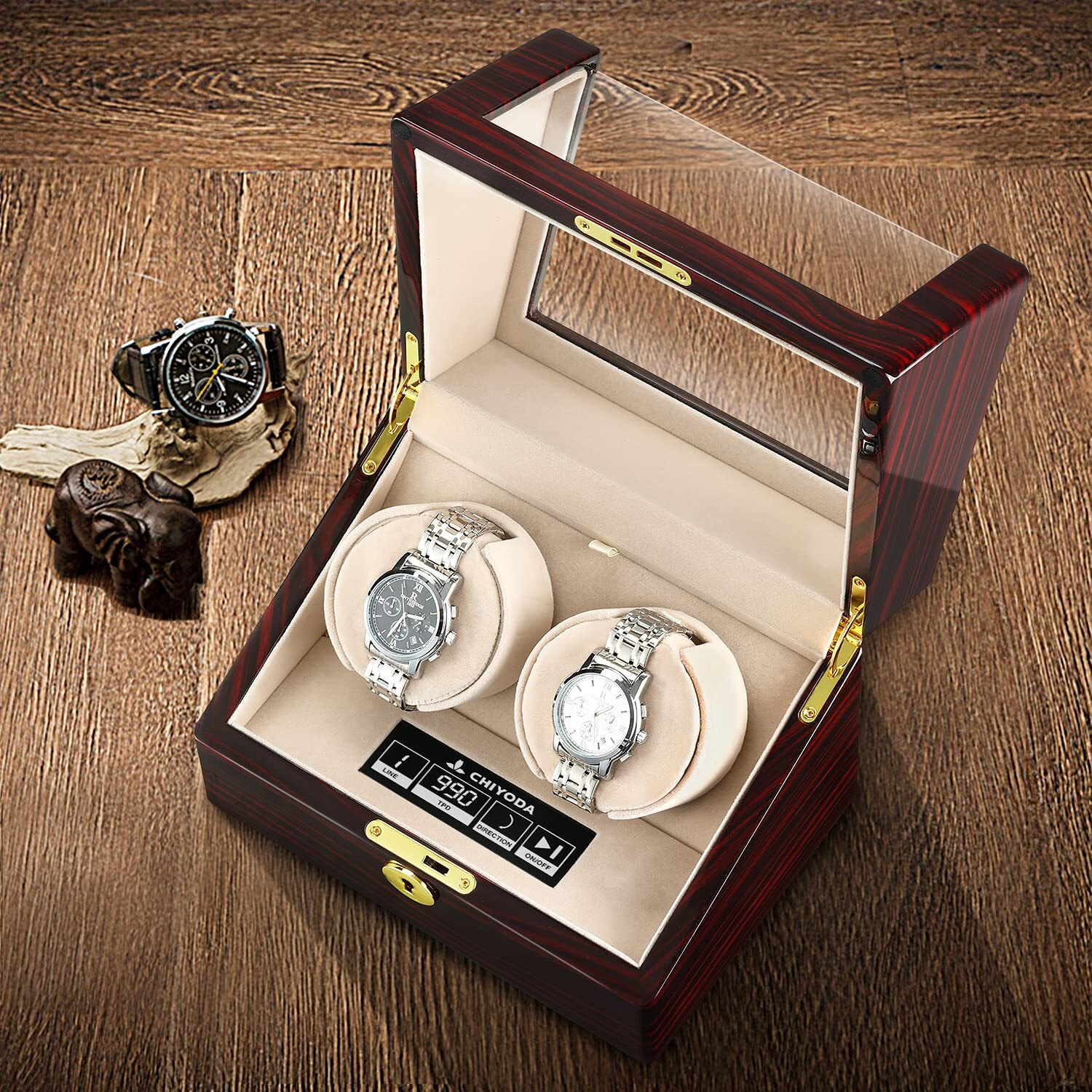 Chiyoda Watch Winder For Men's And Women's Automatic Watch With 2 Mabuchi Motors  Lcd Touch Screen