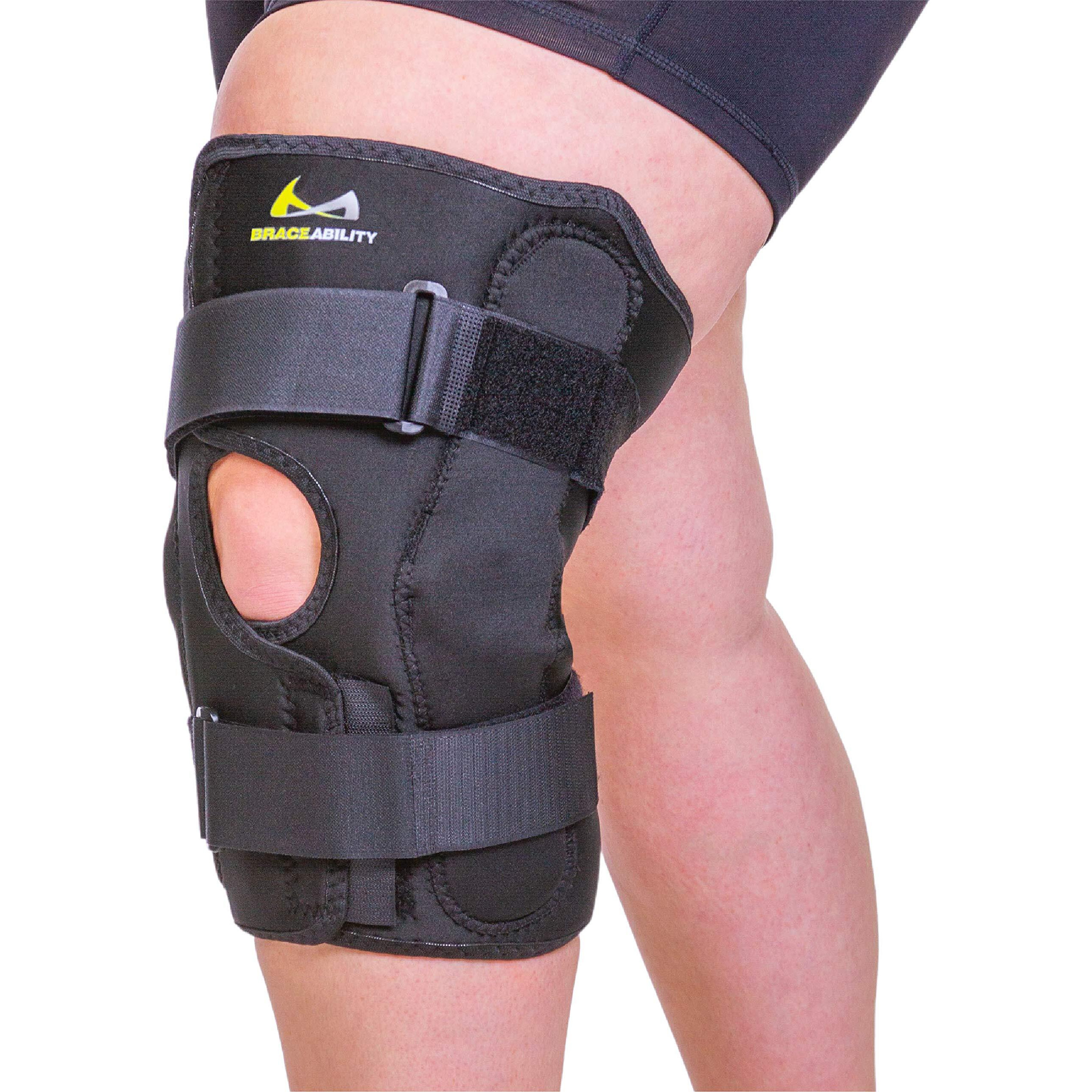 Braceability Obesity Hinged Knee Pain Brace - Overweight Men And Women's Wraparound Plus-Size Support For Osteoarthritis  Joint Pain  Ligament Weakness  Medial And Lateral Kneecap Instability (5Xl)