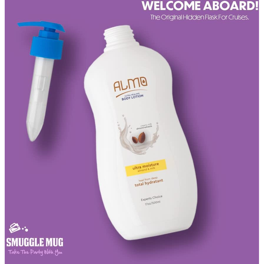 Hidden Flask With Working Pump By Smuggle Mug | Dispense Lotion And Liquids | Disguised Containers For Beverages | Bottles For Smuggling Drinks On Cruises | Flasks To Sneak Beverages (Body Lotion)