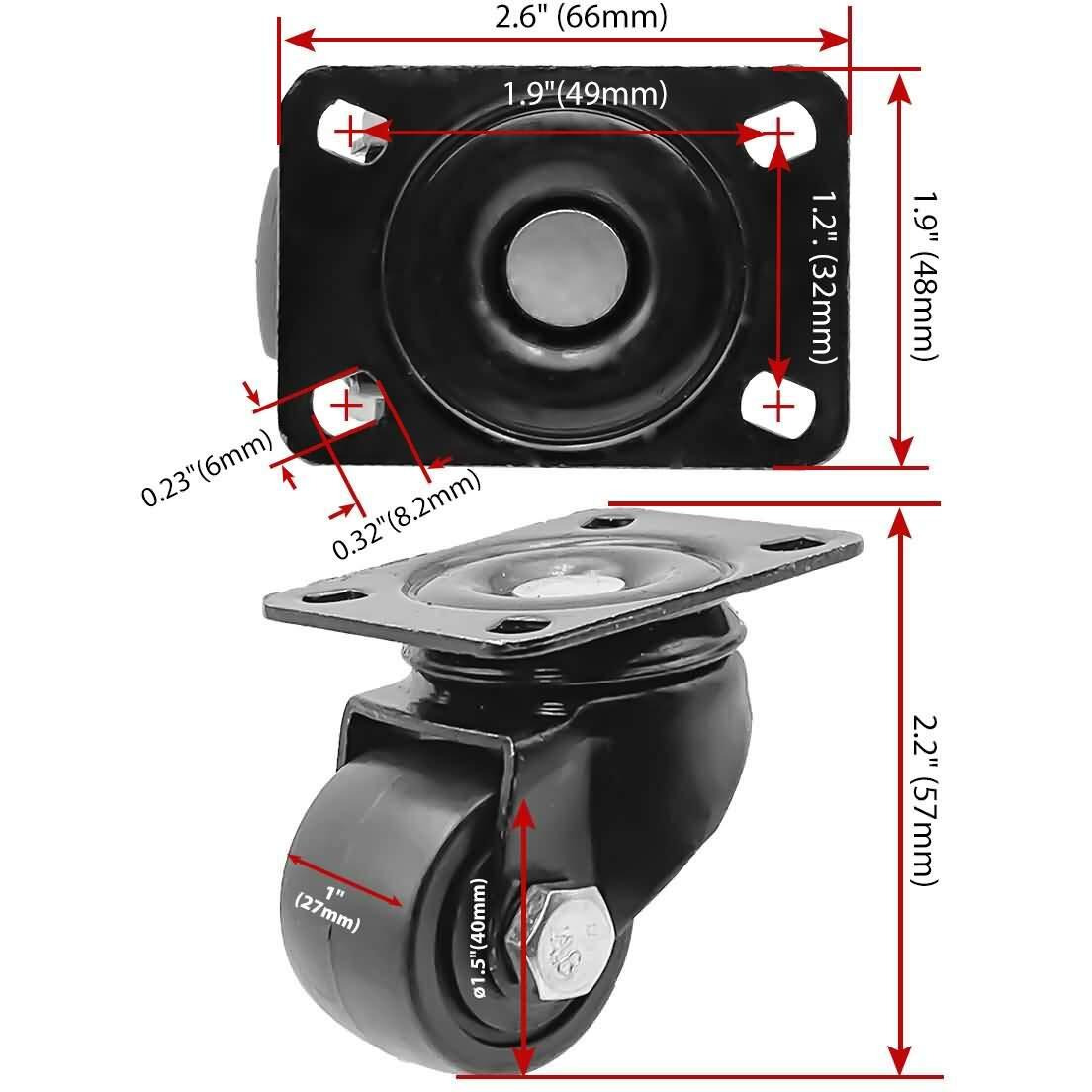 Factorduty 1.5 Inch Heavy Duty Polyurethane Caster Wheels With Side Locking Brake Double Ball Bearing Industrial Grade Solid Low Profile Smooth And Silent 800Lb Capacity Pack Of 4