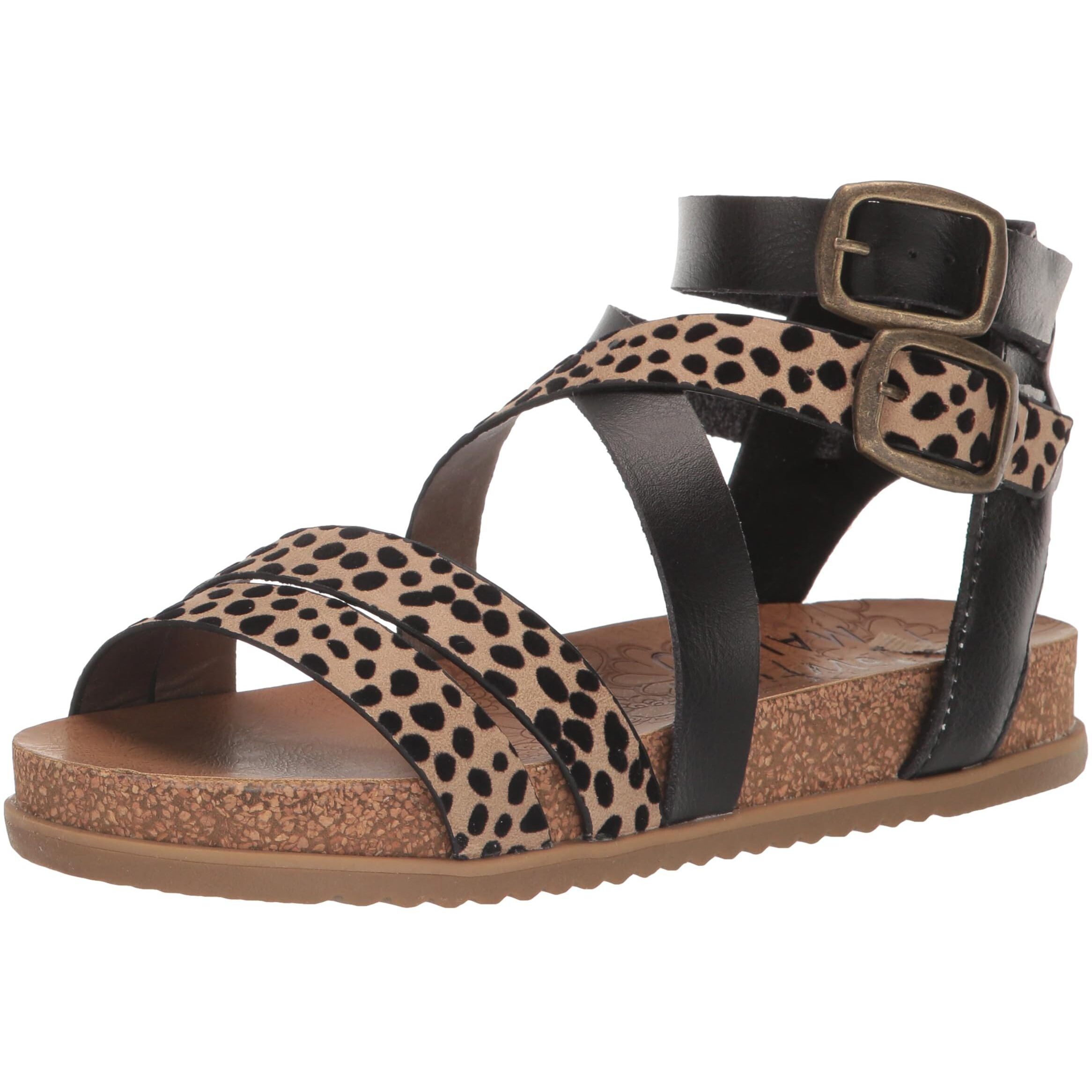 Blowfish Malibu Women's Fandie Gladiator Sandal  Sand Pixie Leopard/Black Dyecut  7.5M