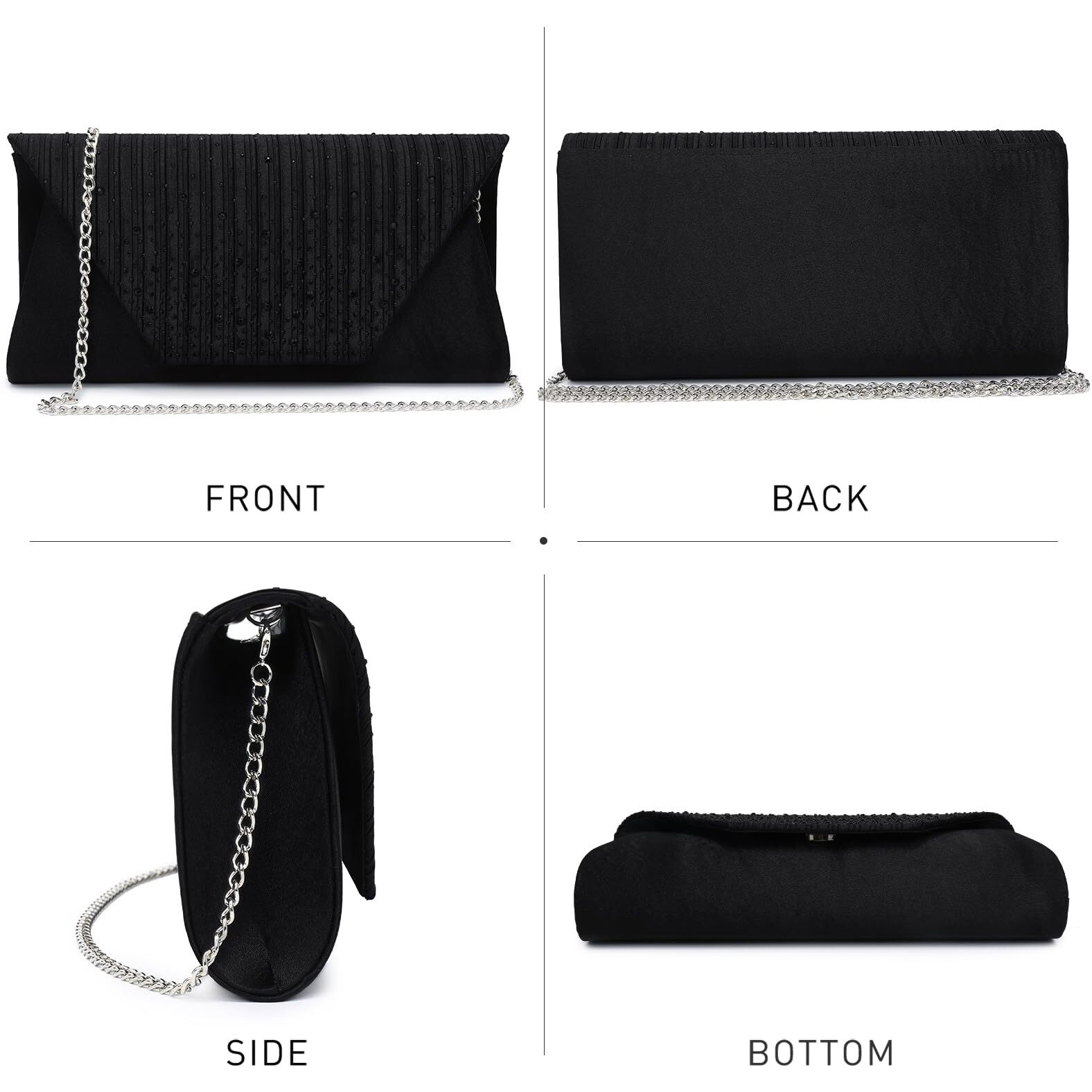 Dasein Evening Bag For Women Glitter Rhinestone Wedding Evening Purse Crystal Envelope Clutch Crossbody Shoulder Bags (Navy)